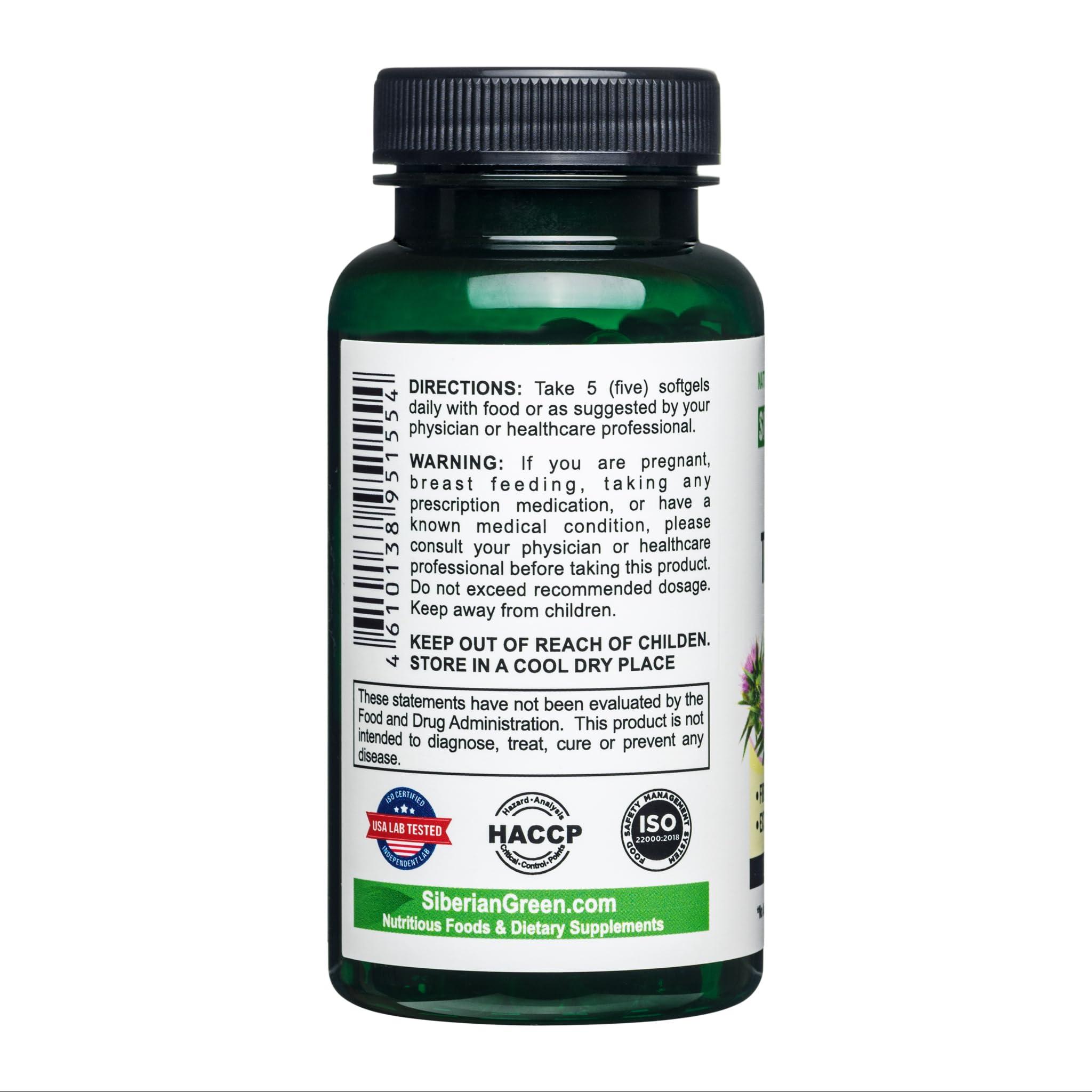 Siberian Green Siberian Green Milk Thistle Oil Capsules 200 Softgels Wild Harvested Siberia Altai Cold Pressed Unrefined