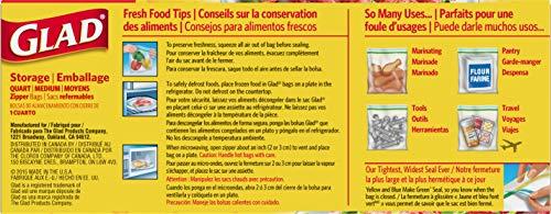 Glad Glad Zipper Food Storage Plastic Bags - Quart - 50 Count, Pack of 4