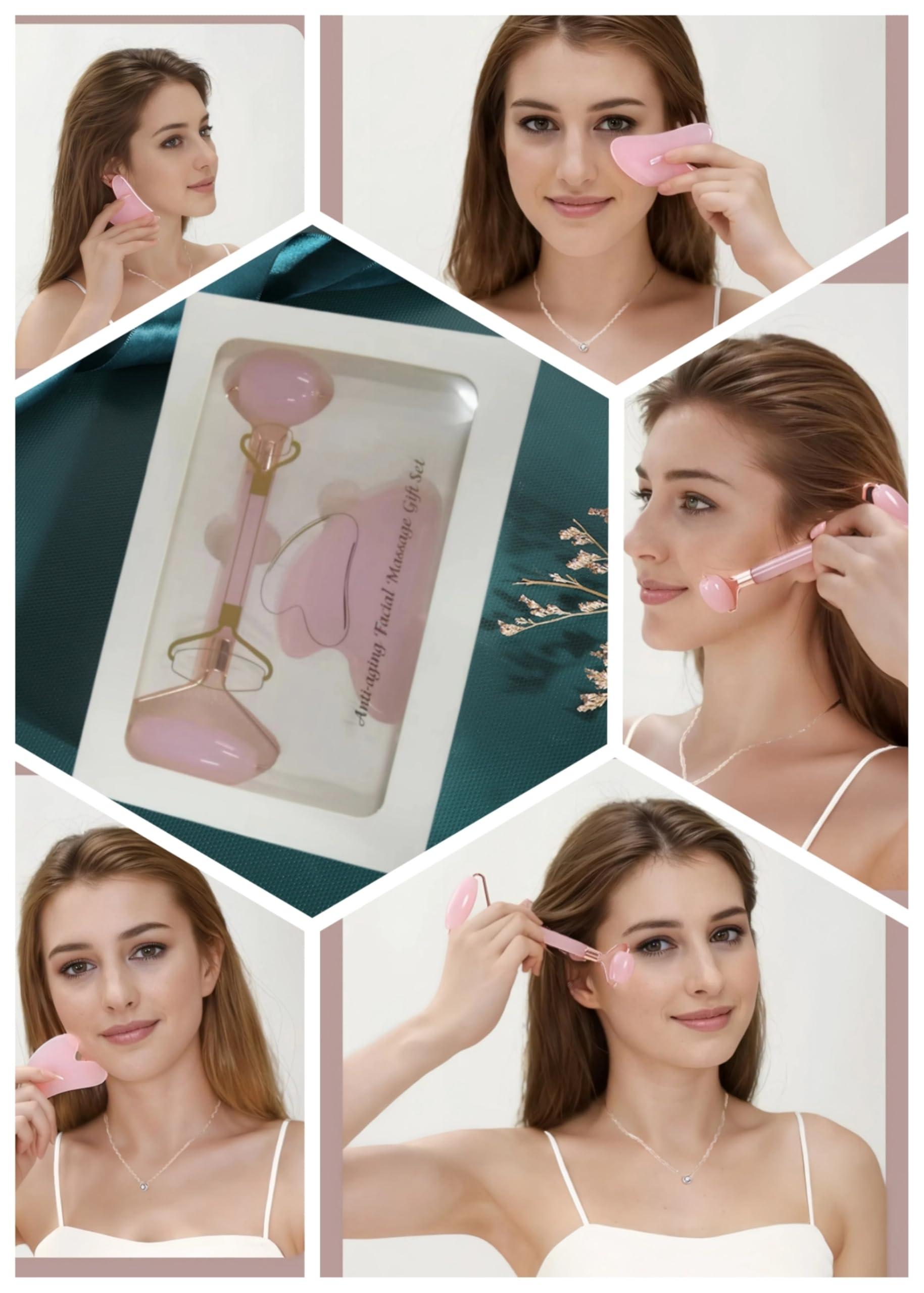 Bolithui Bolithui Jade Roller Massage Stick & Gua Sha Set - 100% Natural Stone Facial Massage Tools for Lymphatic Drainage, Anti-Puffiness & Glowing Skin, Spa-Quality Skincare, Gift-Ready Packaging