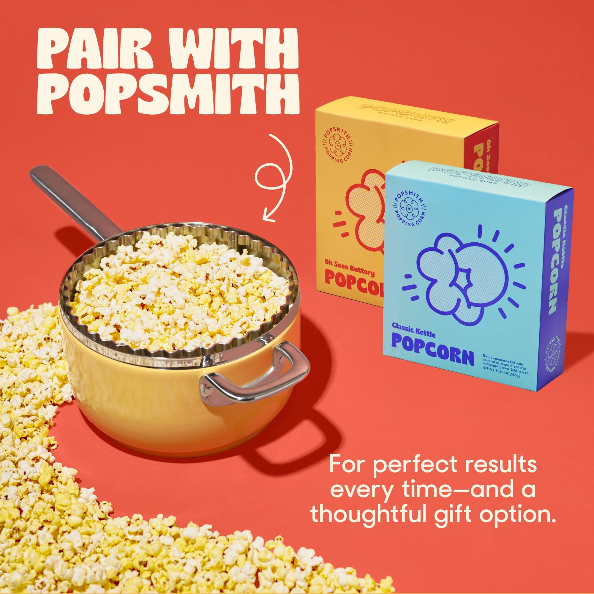 POPSMITH Popsmith Popcorn Pre-Measured Popcorn Kits - Five 4-oz Buttery Popcorn Kits with Butter Flavored Coconut Oil & Buttery Popcorn Salt. Authentic Movie Theater Flavor.