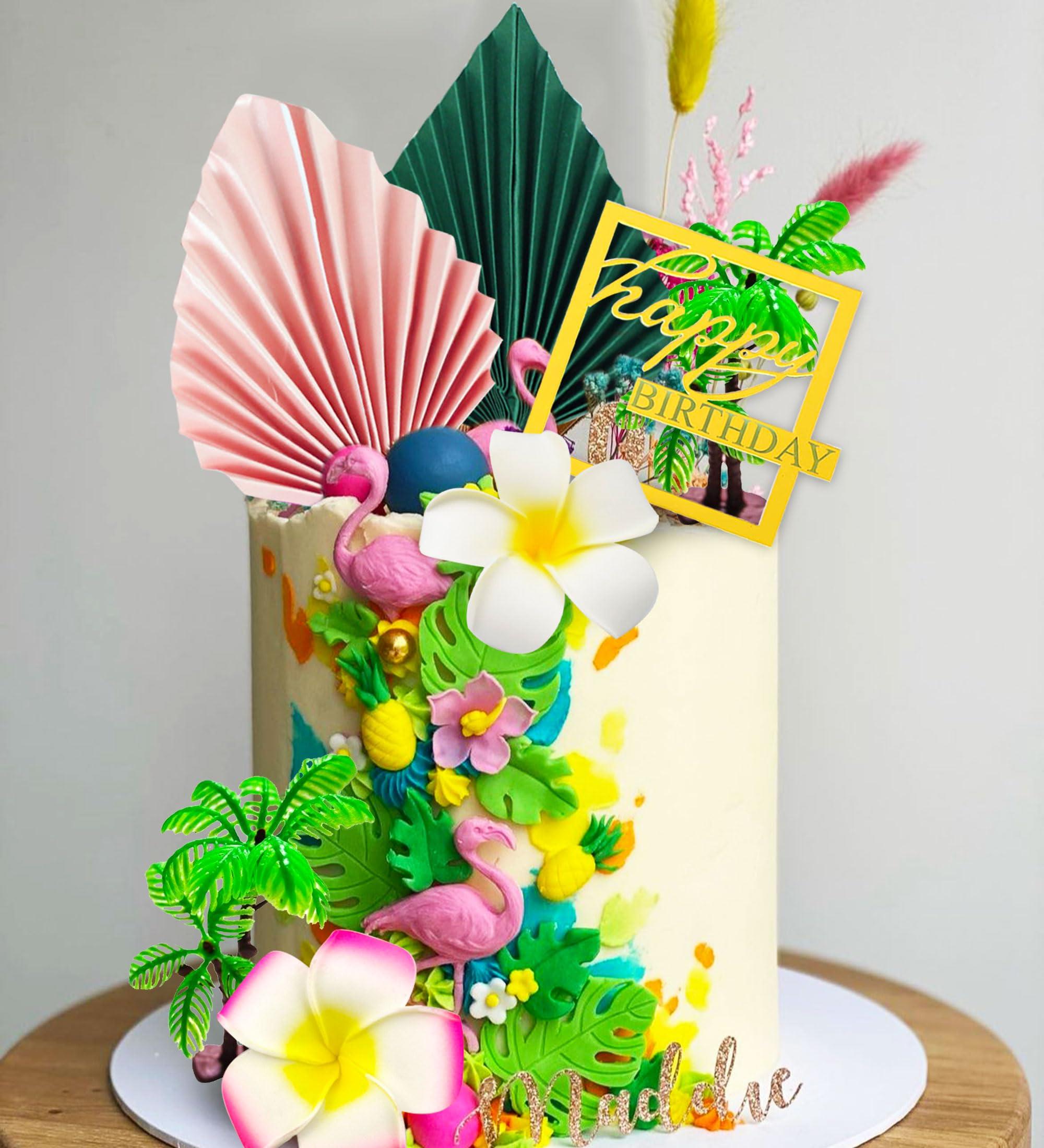 JeVenis JeVenis Tropical Luau Cake Decorations Hawaiian Cake Topper Beach Cake Topper Decorations for Birthday Baby Shower Bridal Shower Wedding