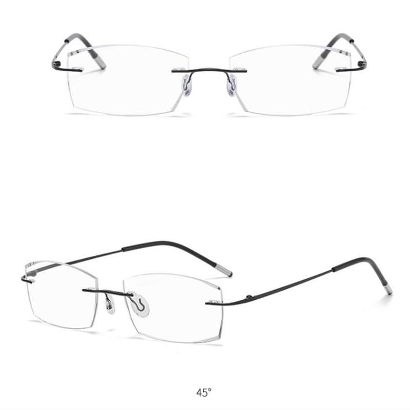 WInara WInara Photochromic Transition Reading Glasses Rimless Eyewear Anti UV SunGlasses Far and Near Dual Use HD Presbyopia glasses (Color : Black, Size : +1.00)