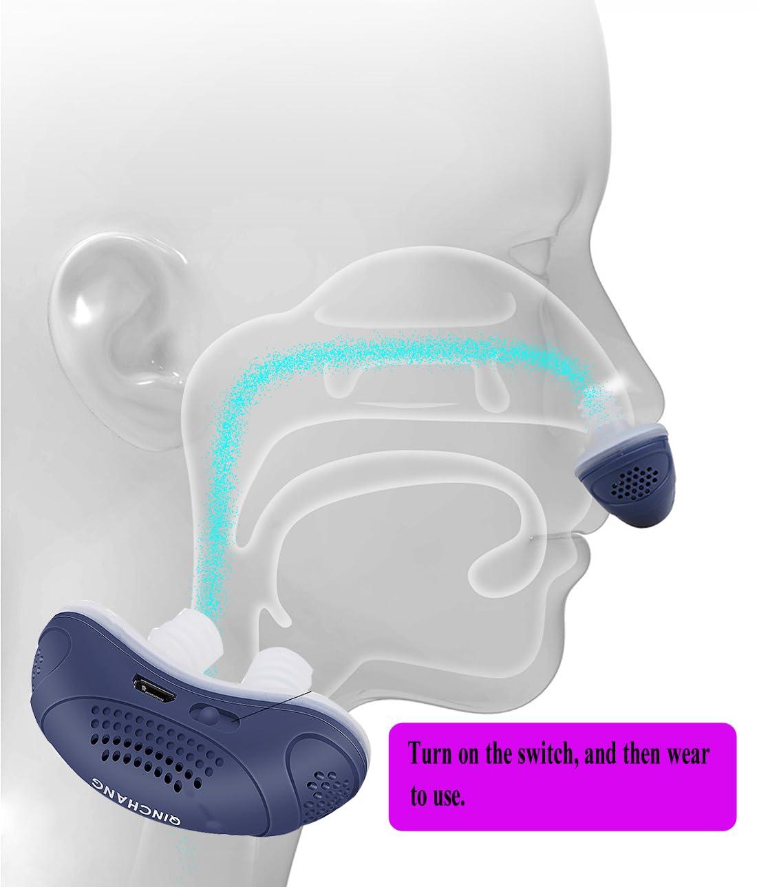 NineLife Basics Micro Device for Sleep Apnea,Electric Snore Stopper, Anti Snoring Devices,Snoring Solution Suit for Adults,Built-in Twin turbofans (Blue)