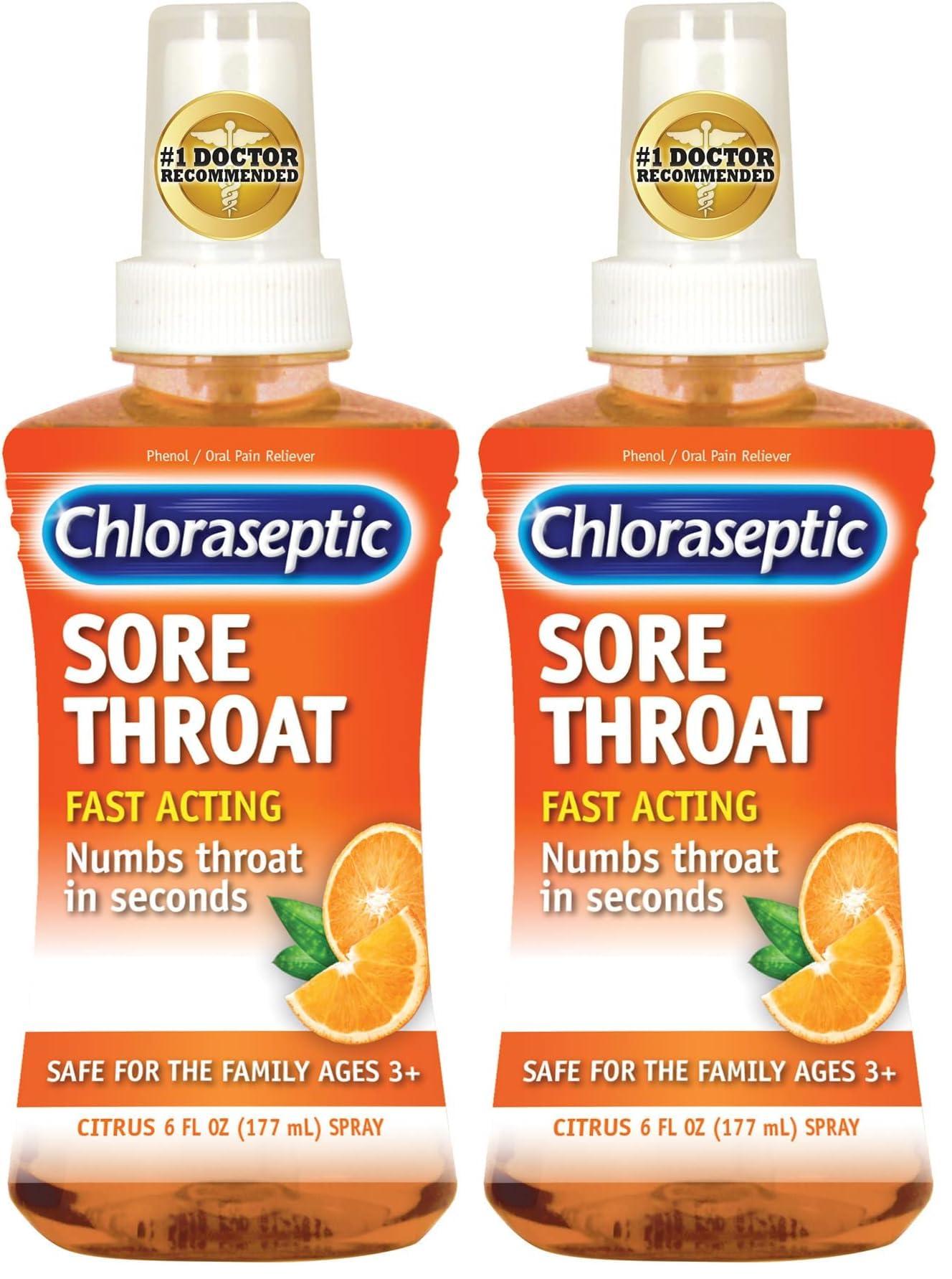 Chloraseptic Chloraseptic Sore Throat Spray, Citrus, 6 fl oz, 1 Bottle (Pack of 2)