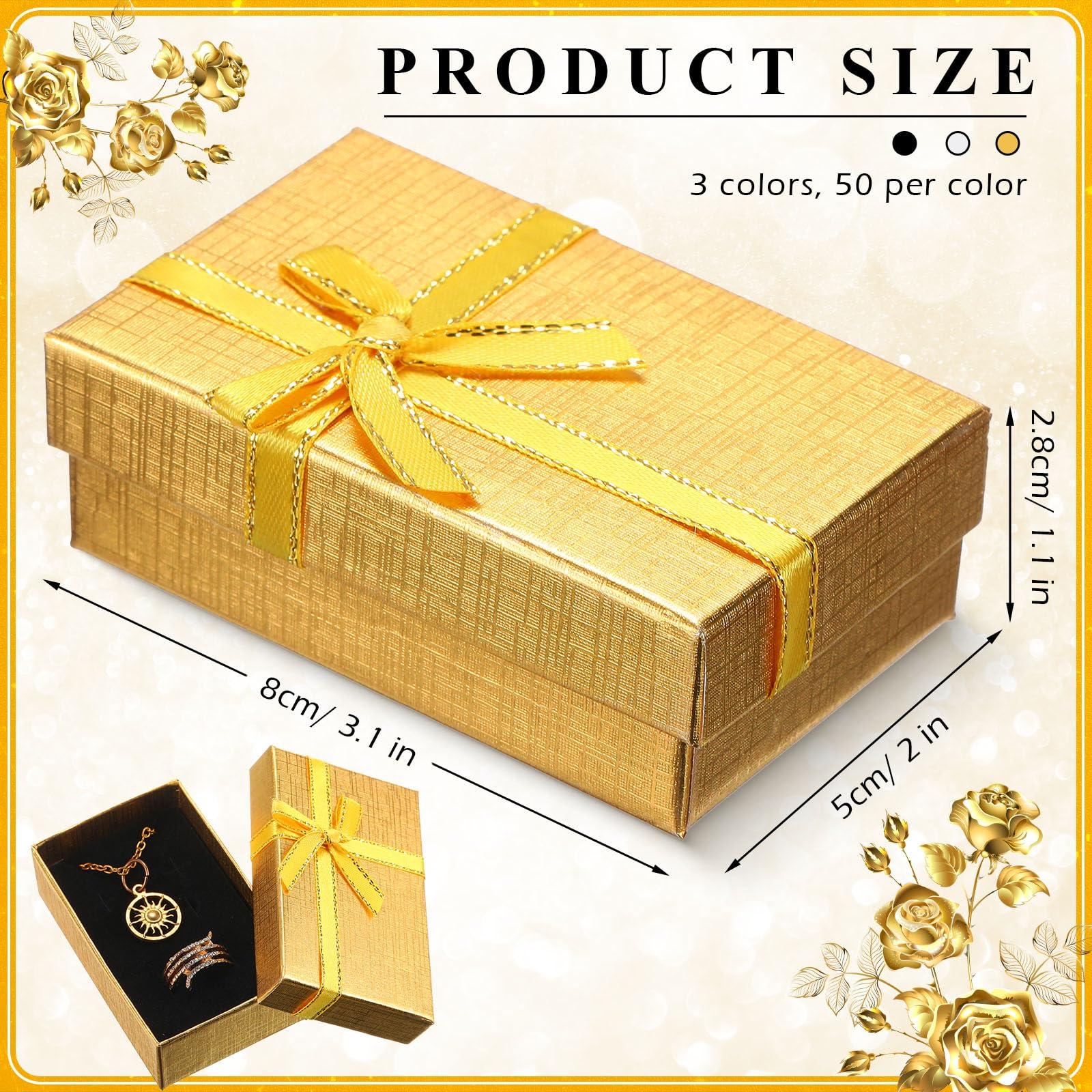 Bucherry Jewelry Gift Box Small Empty Gift Boxes Jewelry Boxes Packaging Bulk Gift Wrap Boxes Cardboard Jewelry Boxes with Bow for Ring Necklaces Earring Bracelet Jewelry (150 Pcs)