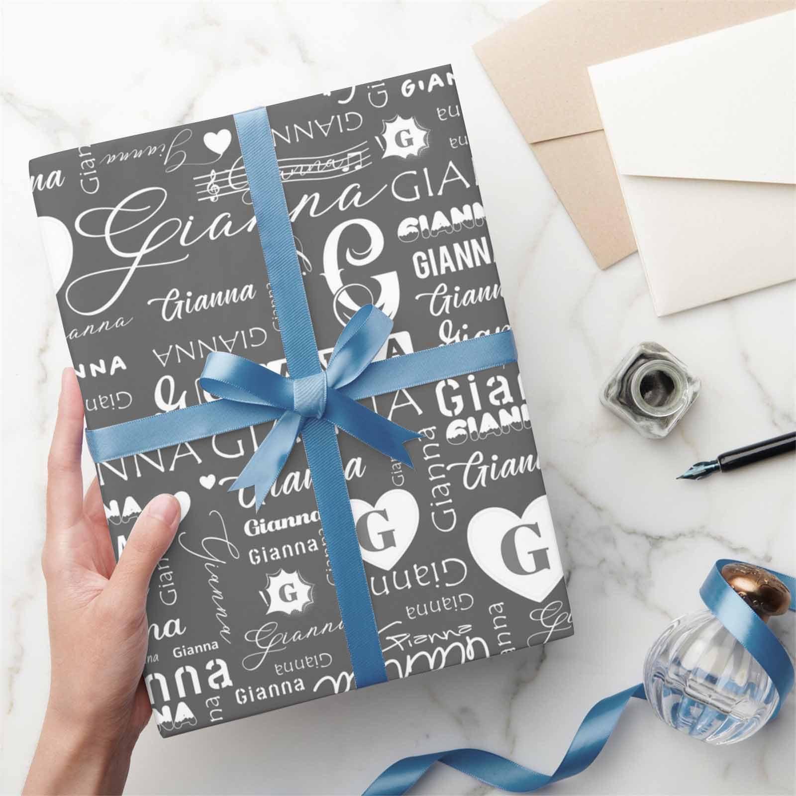 MyPhotoPrint Personalized Wrapping Paper Roll Gift Wrap Wrapping Paper Roll Grey for Men Women Christmas