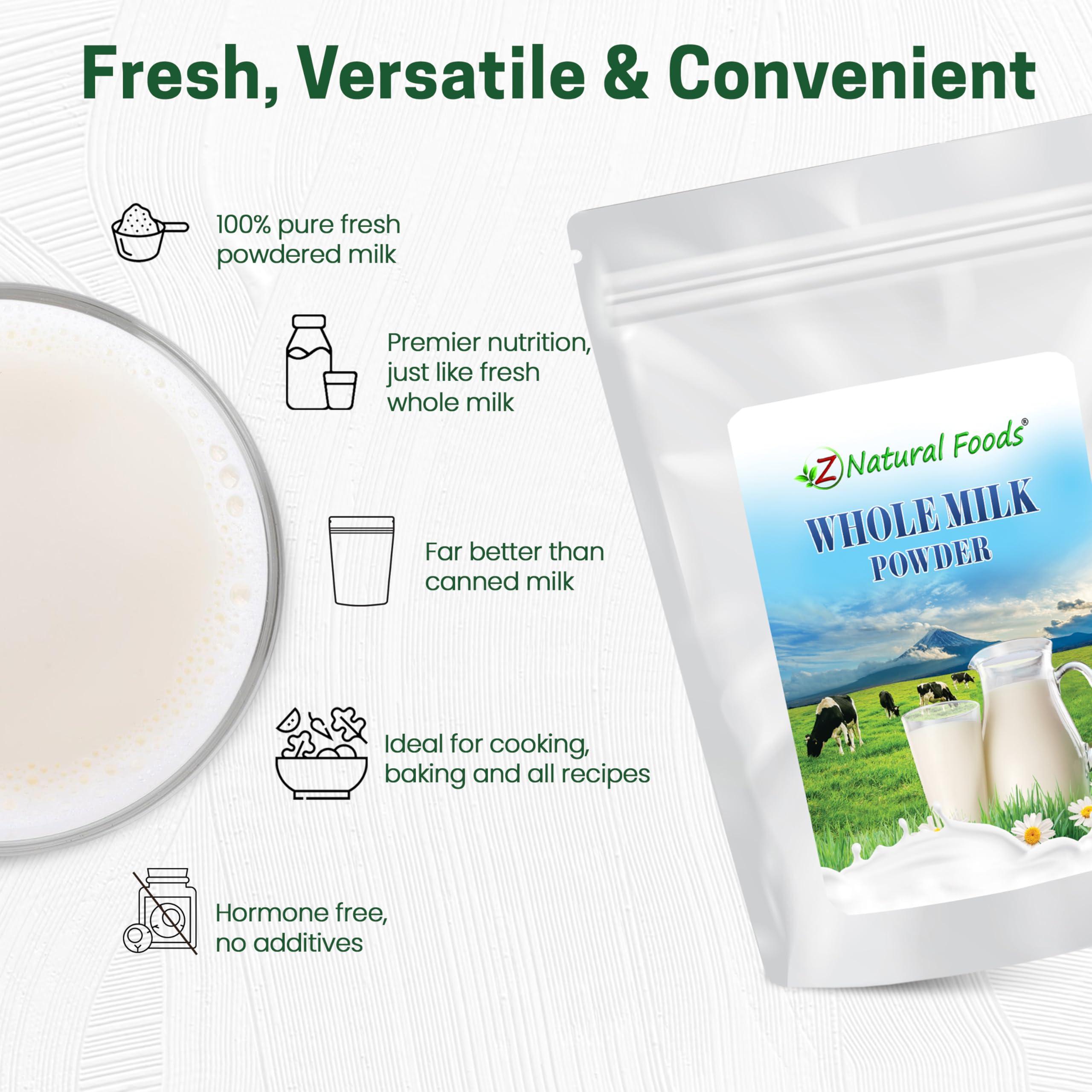 Z Natural Foods Z Natural Foods Premium Whole Milk Powder - Powdered Milk for Baking, Cooking, Drinks - Dry Milk Powder, Pasteurized, Non-GMO, Gluten-Free, Kosher-Certified, 55 lbs