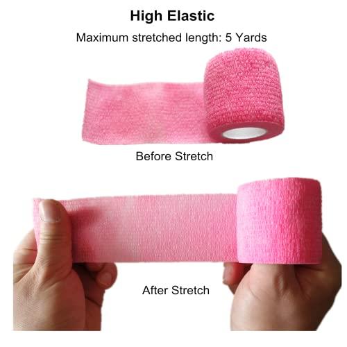 Baisunt Baisunt 6 Pack 2 Inches Cohesive Bandage Self Adhesive Wrap Elastic Self Adherent Vet Wrap Breathable Self Stick Tape for Wrist, Ankle, Sports, Tatoo Wrap(5 Yards, White)