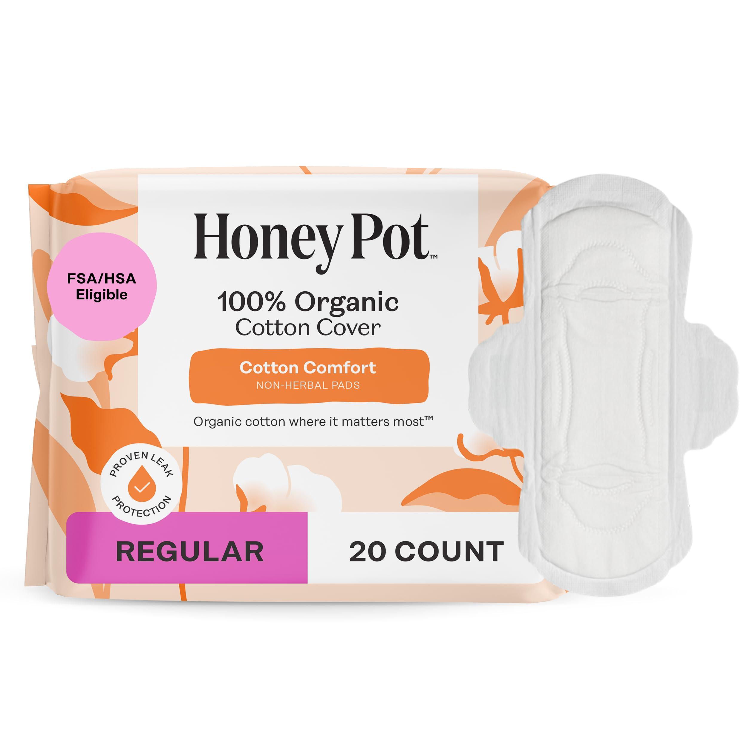 The Honey Pot Company The Honey Pot Company - Pads for Women - Non-Herbal Overnight & Regular Flow Bundle - Organic Cotton Cover & Ultra-Absorbent Pulp Core - Sanitary Pads for Women - Feminine Care - FSA & HSA Eligible