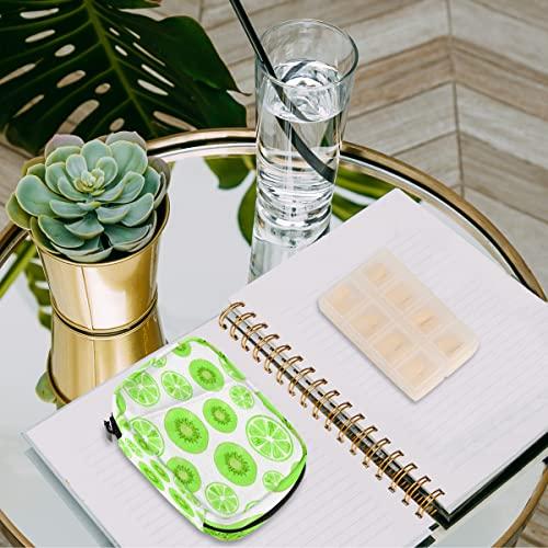 bisibuy Green Kiwi and Lime Pill Case Weekly Medicine Organizer with Travel Bag Seven-Day Pill Box Vitamin Supplement Box Fish Oil Pills Holder