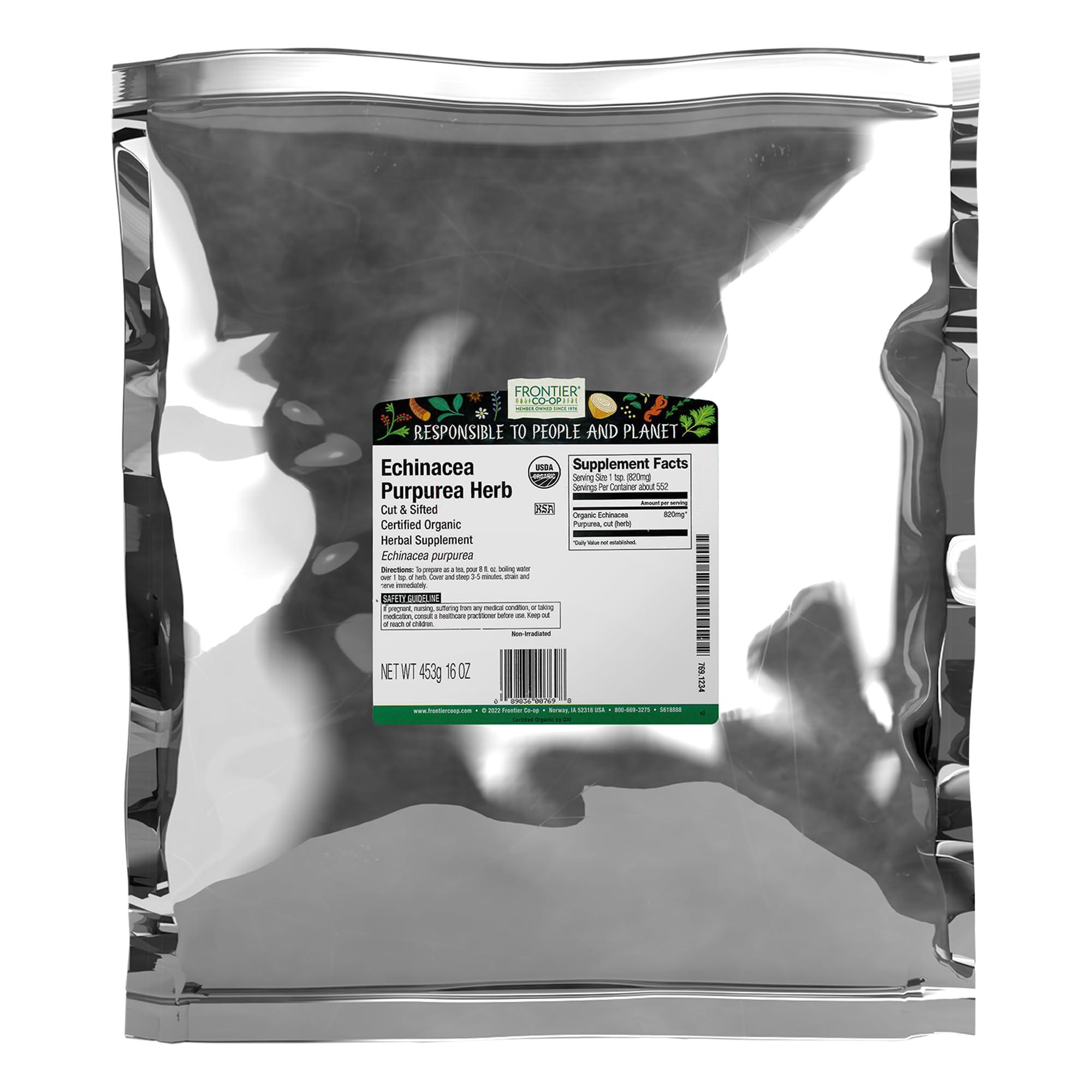 Frontier Co-op Frontier Co-op Echinacea Purpurea Root, Cut & Sifted, Certified Organic, Kosher | 1 lb. Bulk Bag | Echinacea purpurea (L.) Moench