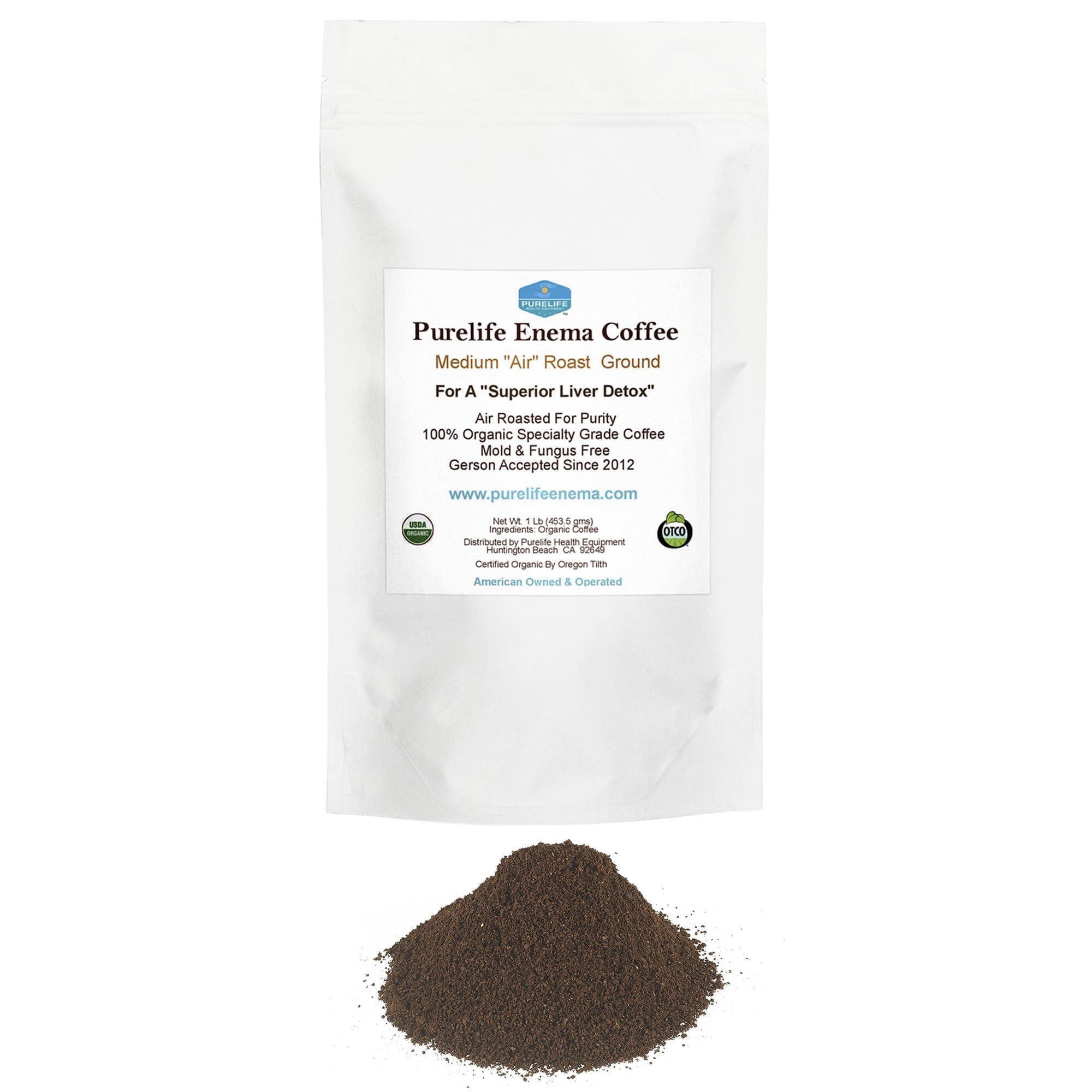 Purelife Enema Purelife Coffee Enema Kit - 2 Qt Silicone Enema Bag, 1 LB Enema Coffee for Home Liver Cleanse, Lab Tested, Mycotoxin-Free
