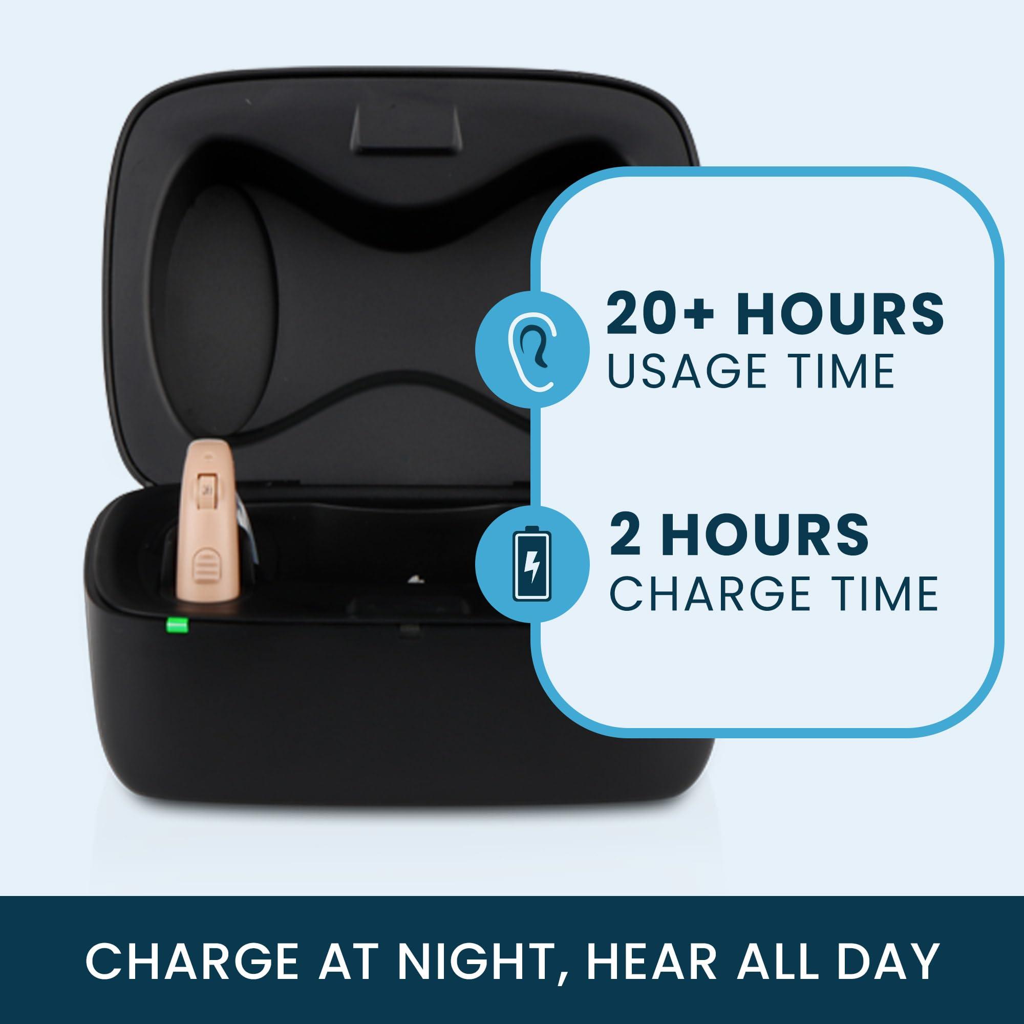 MDHearing MDHearing VOLT OTC Hearing Aids for Seniors, Doctor-Designed Rechargeable, 2 Directional Microphones, 4 Audio Settings, Fits with Glasses, Deluxe Charger Included 