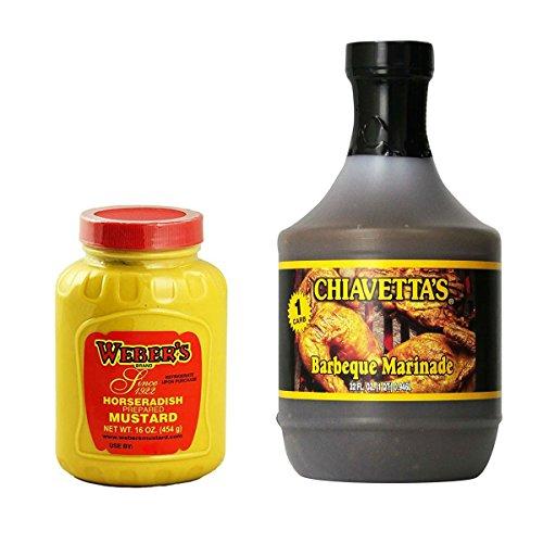 Candlewood Gifts Weber's Horseradish Mustard 16 oz and Chiavetta's Barbecue Marinade 32 oz