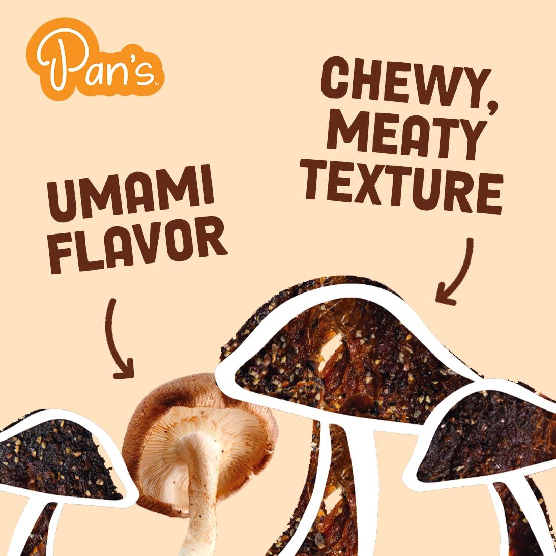 Pan's Pan's Mushroom Jerky, Organic, Vegan Snacks, Dried Mushrooms Shitake, Plant based Jerky, Meatless Jerky, Gluten Free, High in Fiber, with Salt & Pepper flavor (2.2 Ounce, Pack of 1)