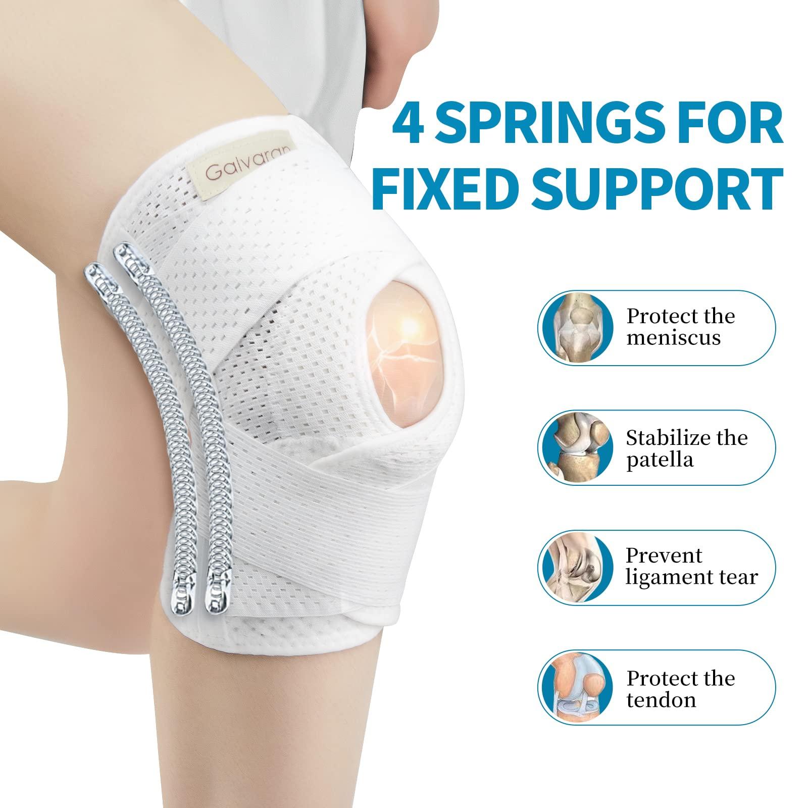 Galvaran Galvaran Knee Brace with Side Stabilizers for Meniscal Tear Knee Pain ACL MCL Arthritis Injuries Recovery, Breathable Adjustable Knee Support for Men and Women