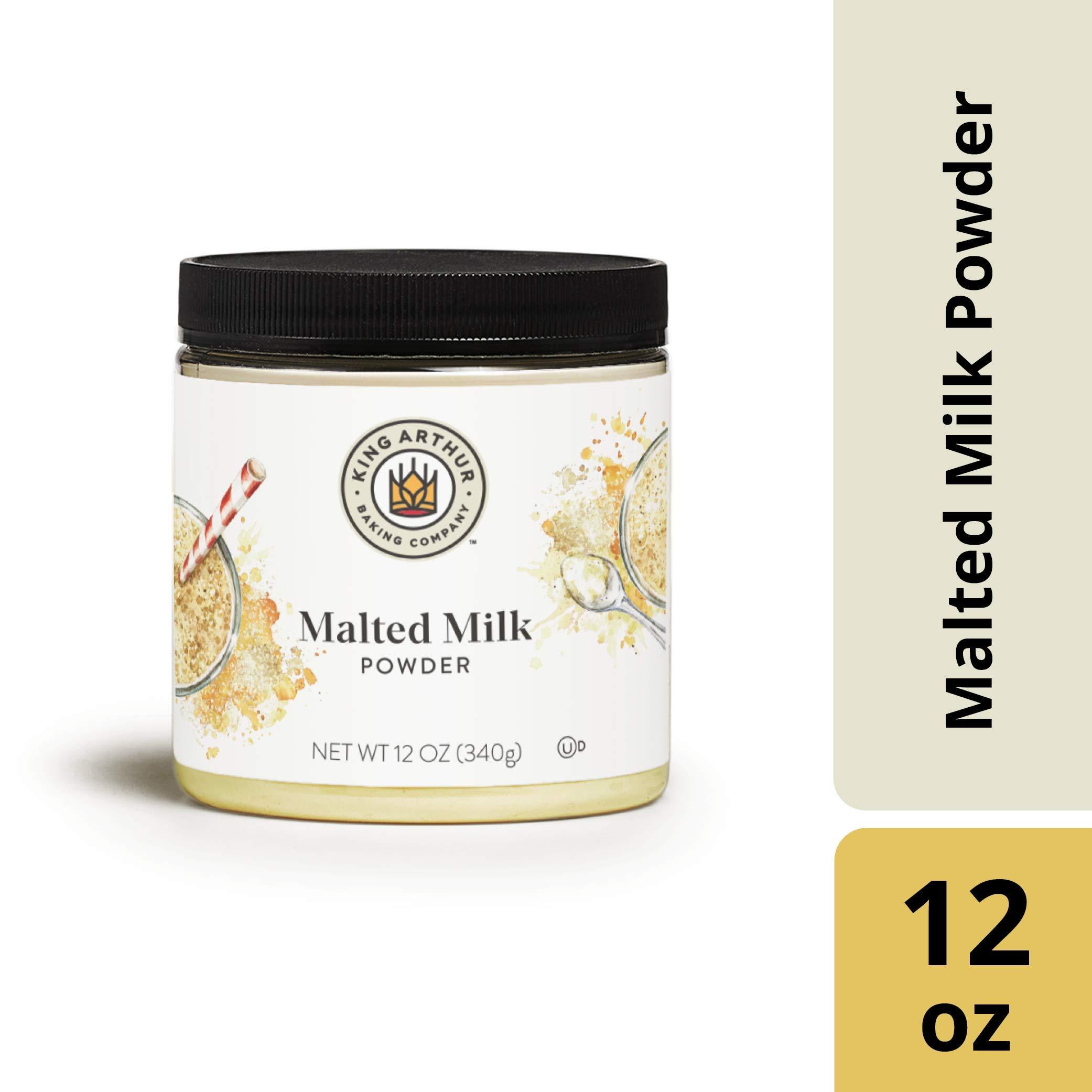 King Arthur King Arthur Malted Milk Powder: Premium Baking Ingredient for Classic Diner-Style Sweetness, Ideal for Milkshakes, Pancakes, and Waffles - 12 oz Jar of Authentic Malt Flavor Enhancer