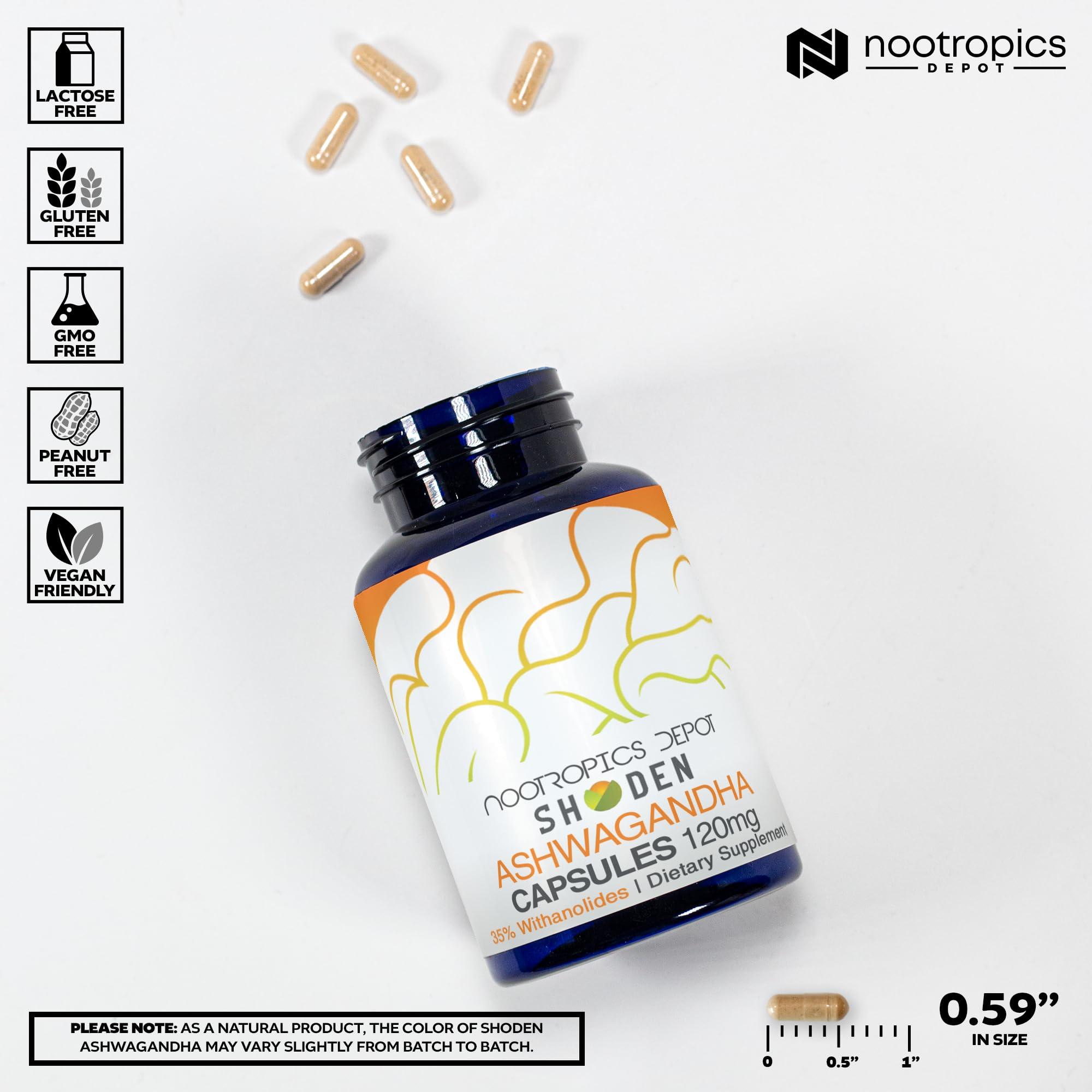 Nootropics Depot Nootropics Depot Shoden Ashwagandha Extract Capsules | 120mg | 90 Count | 35% Withanolides