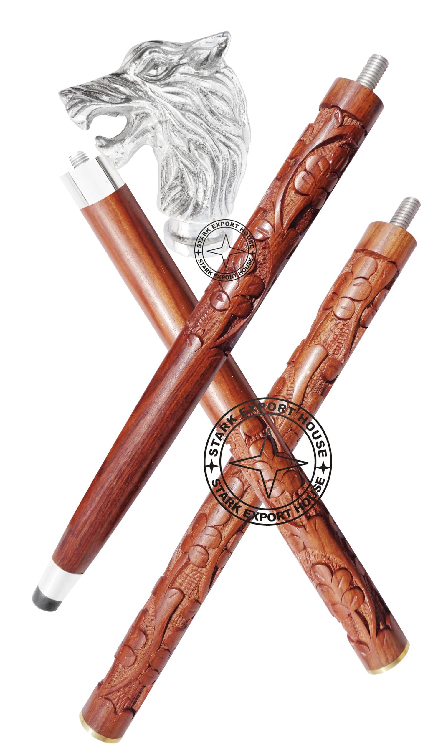Stark Export House Walking Cane Rosewood Designer Wooden Walking Stick with Nickel Handle Gift for Men & Women 37 inch (OLPK)