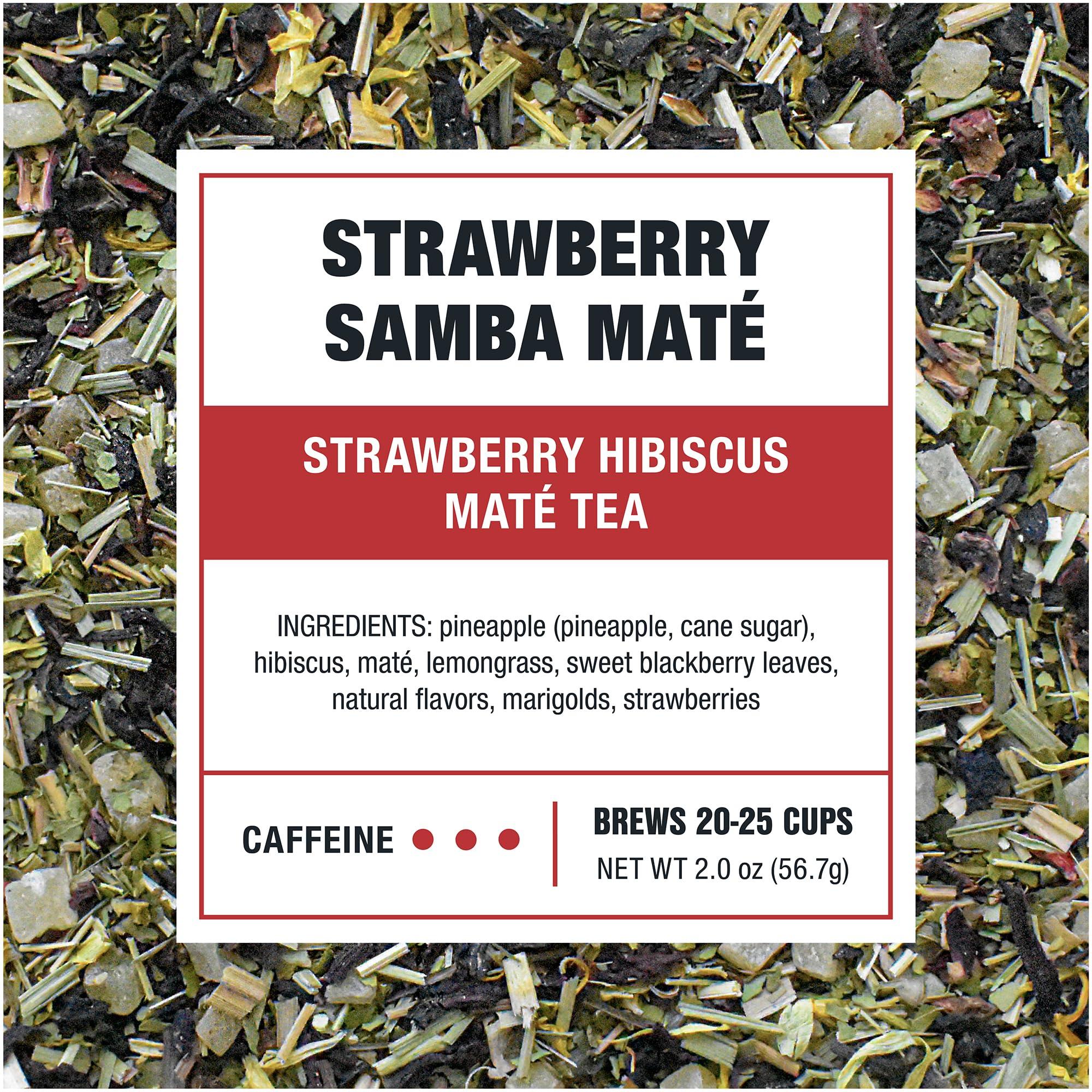 Tiesta Tea Tiesta Tea - Strawberry Samba Mate - Strawberry Hibiscus Mate Tea - Loose Leaf Tea Blend - High Caffeinated Fruit Tea - Make Hot or Iced Tea Up to 25 Cups - 2 oz Resealable Pouch