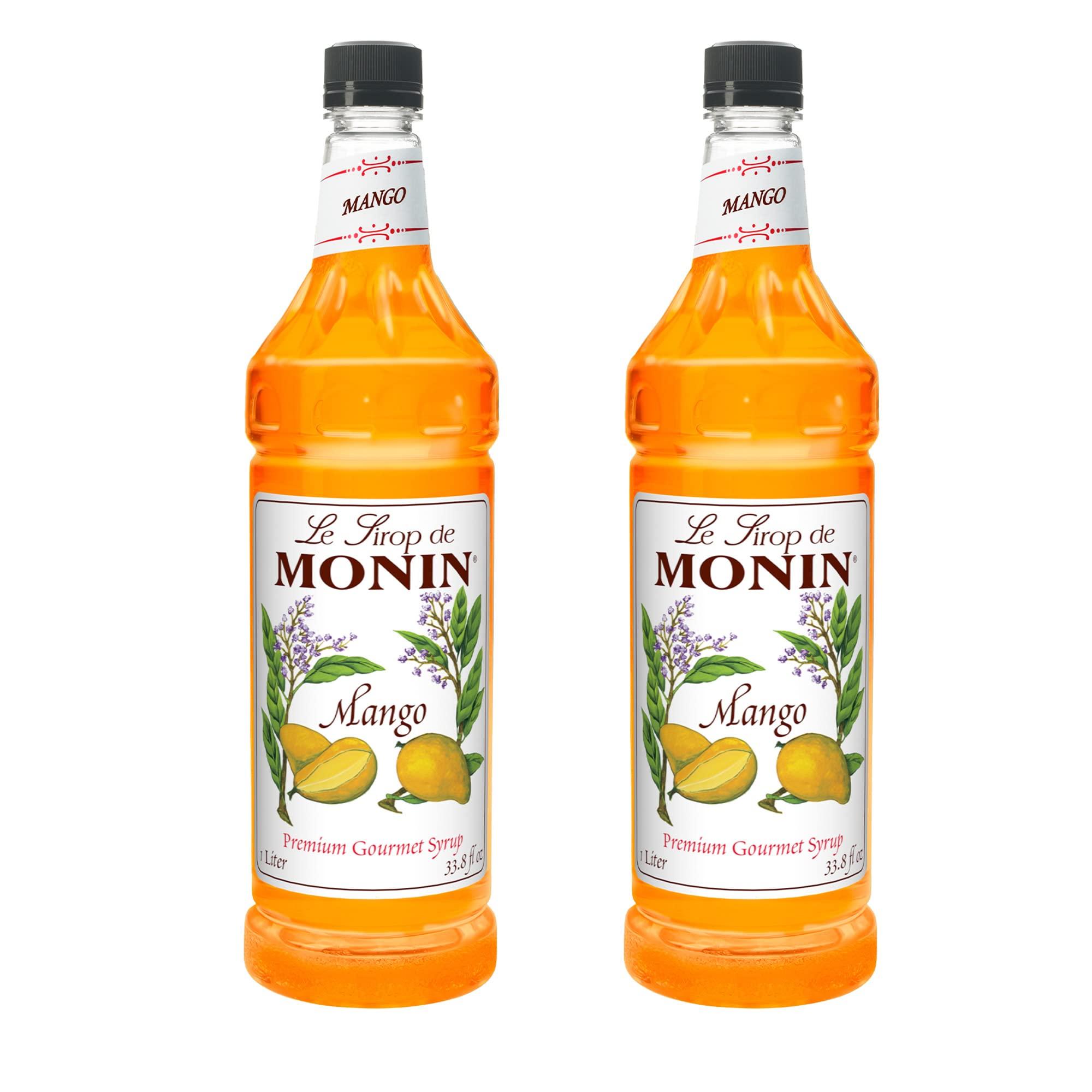 Monin Monin - Mango Syrup, Tropical and Sweet, Great for Cocktails, Sodas, and Lemonades, Gluten-Free, Non-GMO (1 Liter, 2-Pack)