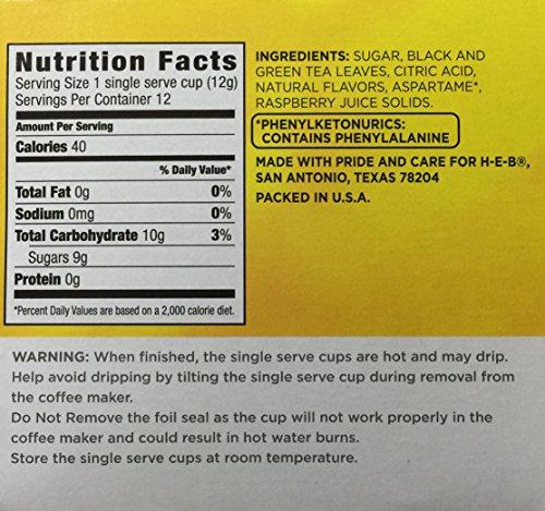 HEB Raspberry Iced Tea Single Serve Compatible with Keurig K-Cup Brewers - 12 count