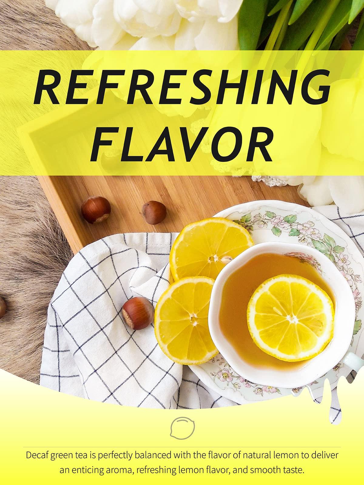 TeeLux TeeLux Decaf Lemon Green Tea, Decaffeinated Green Tea Bags, Decaf Green Tea with Refresh Lemon Aroma & Flavor, 100 Count Tea Bags