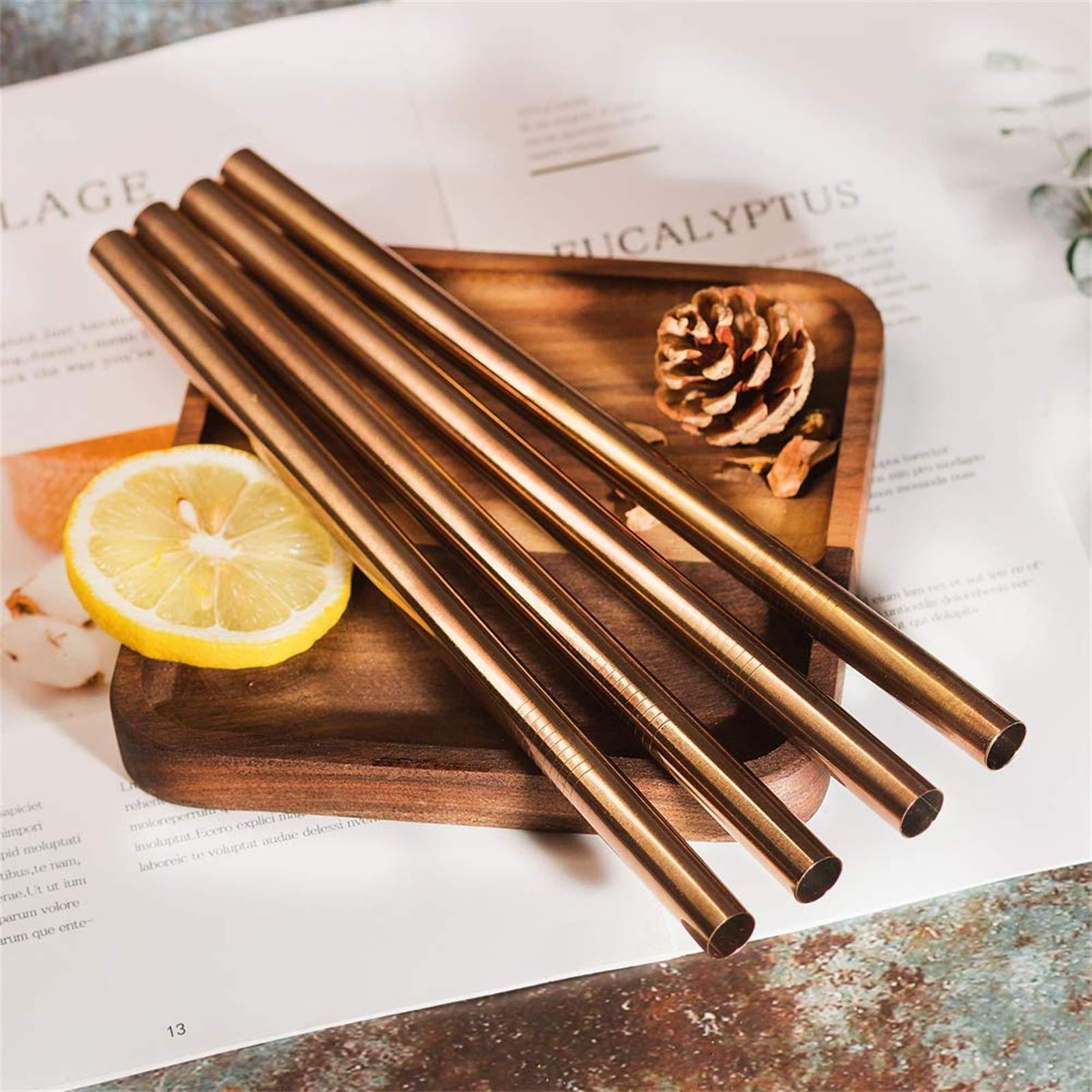 ACCROL ACCROL Bubble Tea Straws Straw Stainless Steel Reusable Metal Straw Drinking Straws Set Suitable For Juice And Drinks Strawberry (Color : Rainbow A blackbag)