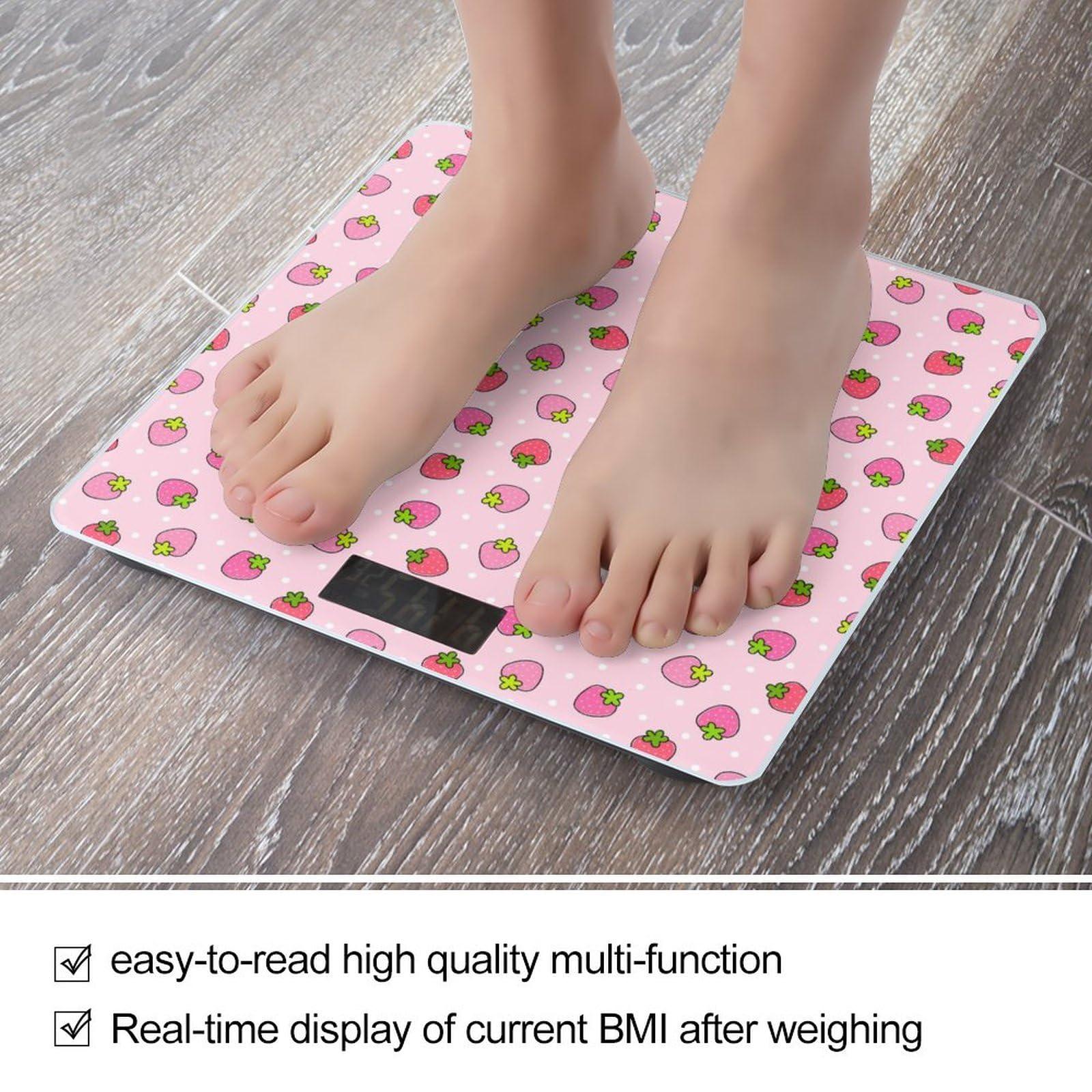 Zenladen1478 Cute Pink Strawberry Digital Bathroom Scale for Body Weight Highly Accurate Body Weight Scale with Lighted LED Display