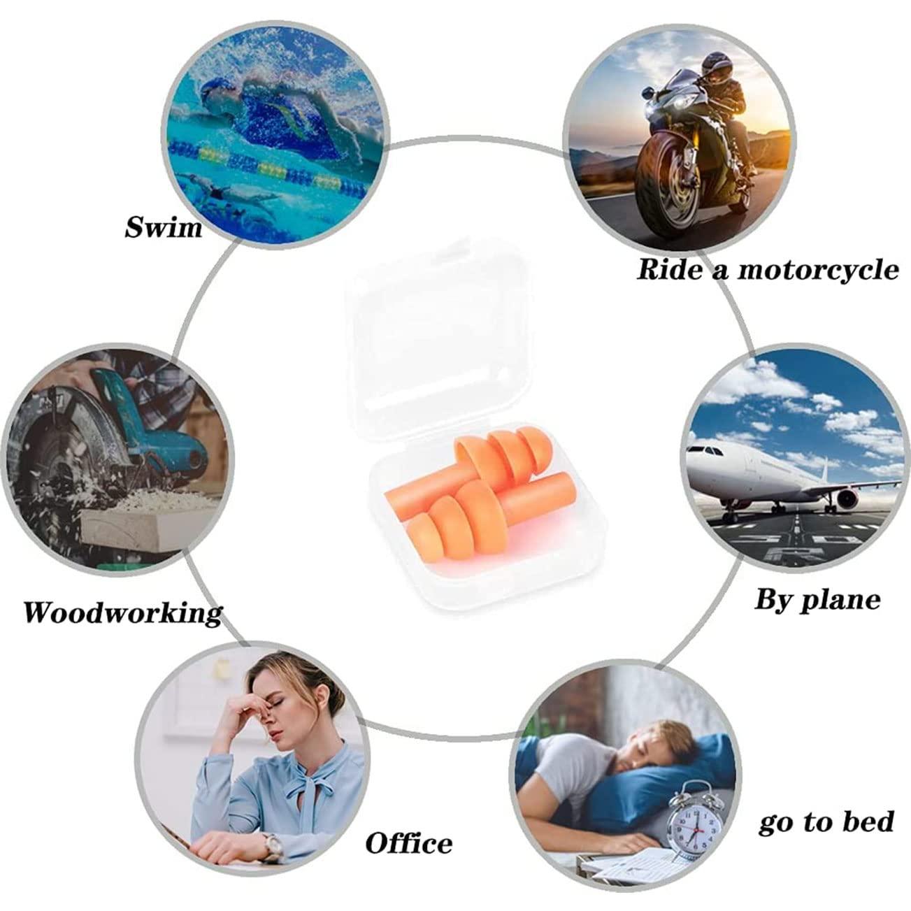 Noinkoti Earplugs for Sleeping Noise Cancelling Reusable Silicone Ear Plugs Suitable for Swimming Travel Snoring Airplanes Study Work Noisy Places8Pairs