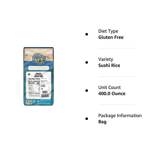 Lundberg Lundberg Organic California Sushi Rice - Short Grain Rice, White Japanese-Style Sticky Rice for Perfect Sushi Rolls, Rice Bowls, and Mochi, Bulk Rice, 25 Lbs