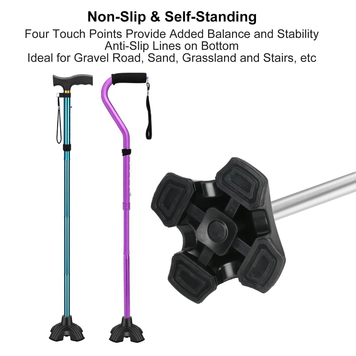 supregear supregear Cane Tip 5/8 inch Heavy Duty - Self Standing Non-Slip Rubber Quad Base for Walking Cane - Stable 4 Prong Replacement Foot for Folding Cane Walking Stick Offset Quad Pod or Tripod Canes