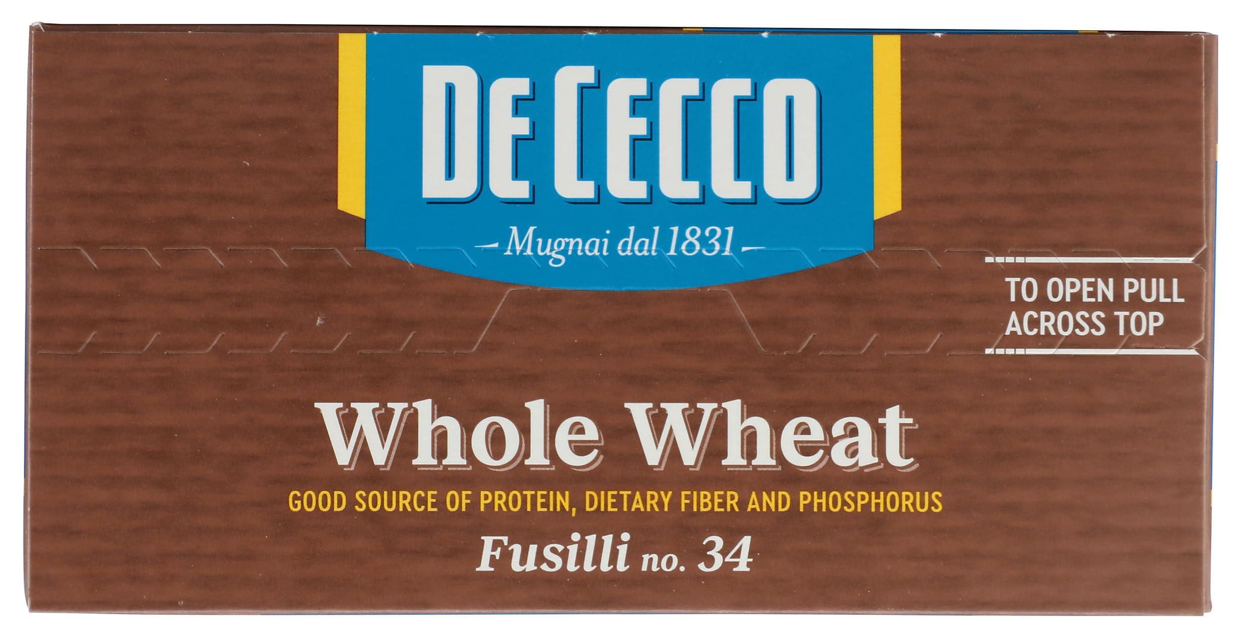 De Cecco De Cecco Pasta Fusilli Whole Wheat Pasta, 13.25 oz