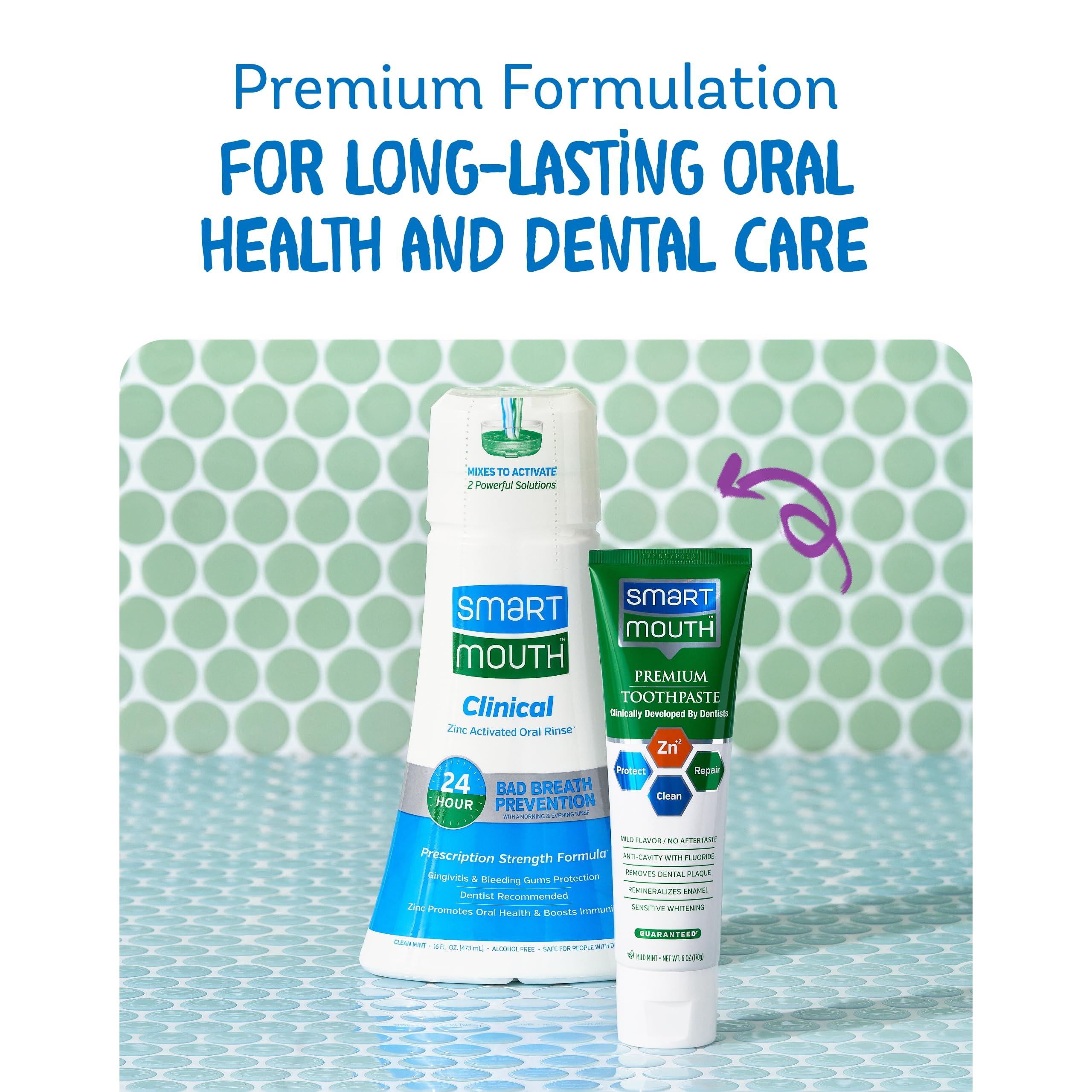 SmartMouth SmartMouth Clinical DDS Activated Oral Rinse and Premium Toothpaste for 24 Hour Bad Breath Prevention and Maximum Gingivitis and Bleeding Gums Protection