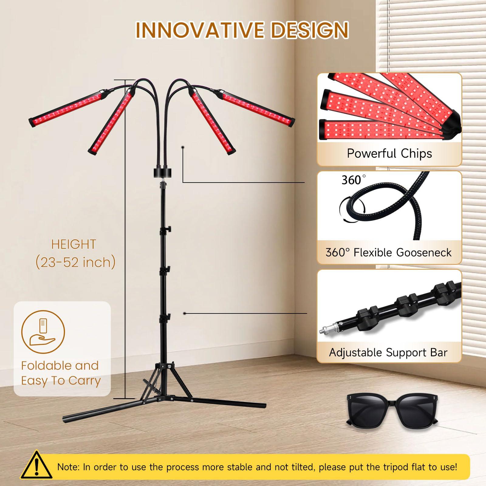 Devowellte 7 Colors LED Red Light Therapy Lamp with Stand & 7 Color Red Light Therapy Lamp with Base