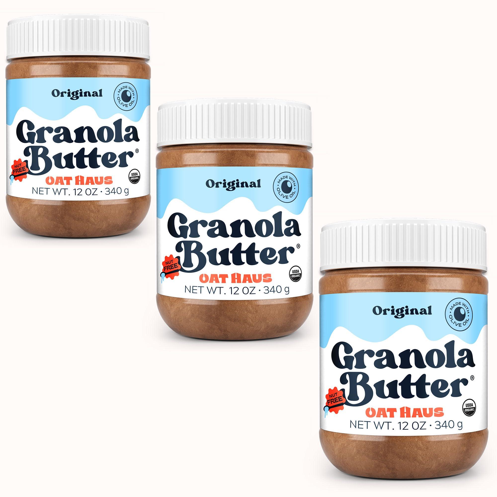 KWEEN Oat Haus Organic Original Granola Butter | Peanut-free, Almond (Tree-Nut) Free, & School-Safe (Top 8 Allergen Free) | Sunflower Seed & Cookie Butter Alternative | 12 oz (Pack of 3)