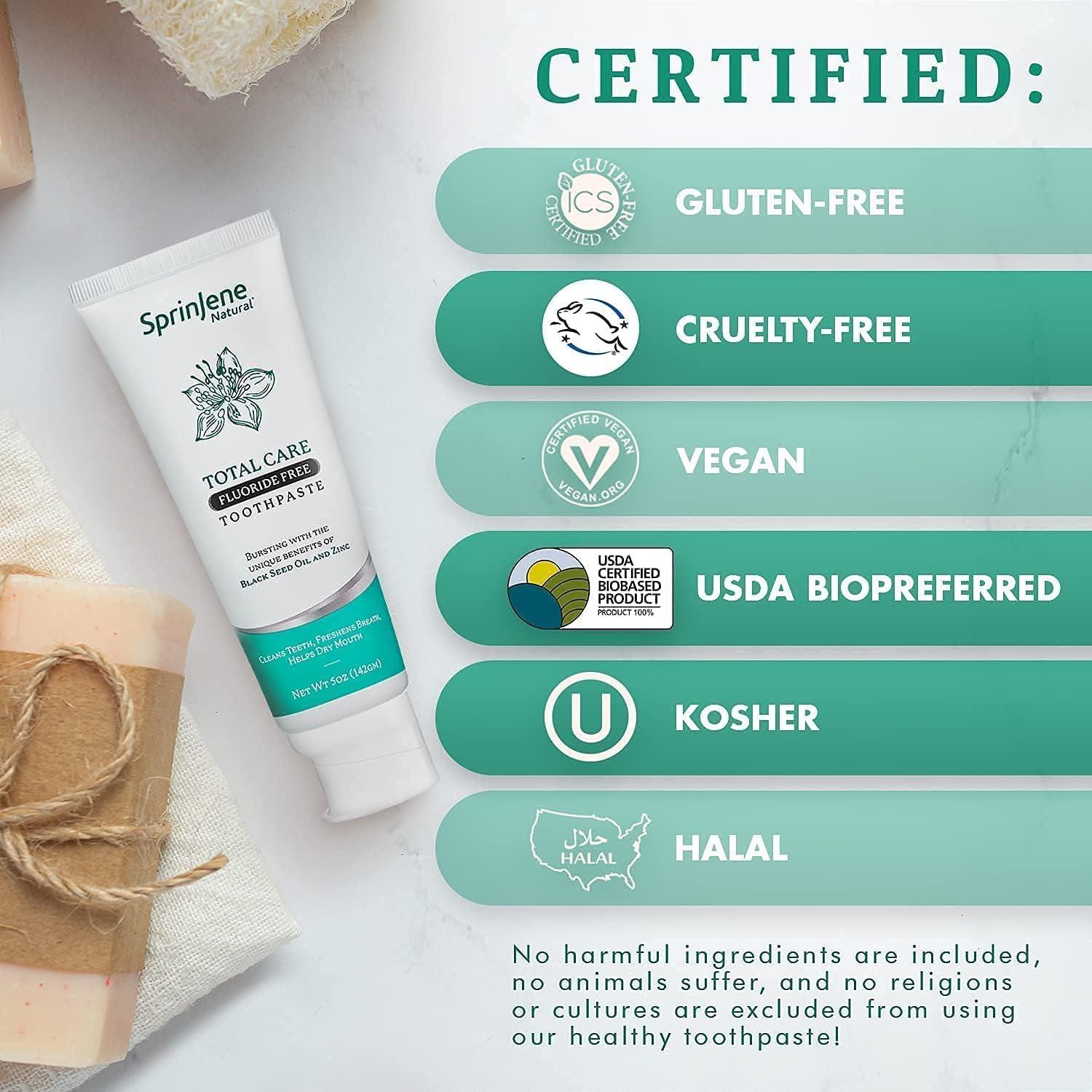 SprinJene SprinJene Natural Total Care, Fluoride Toothpaste for Strong Teeth & Gum | Natural Toothpaste for Cavity Protection | 2 Pack