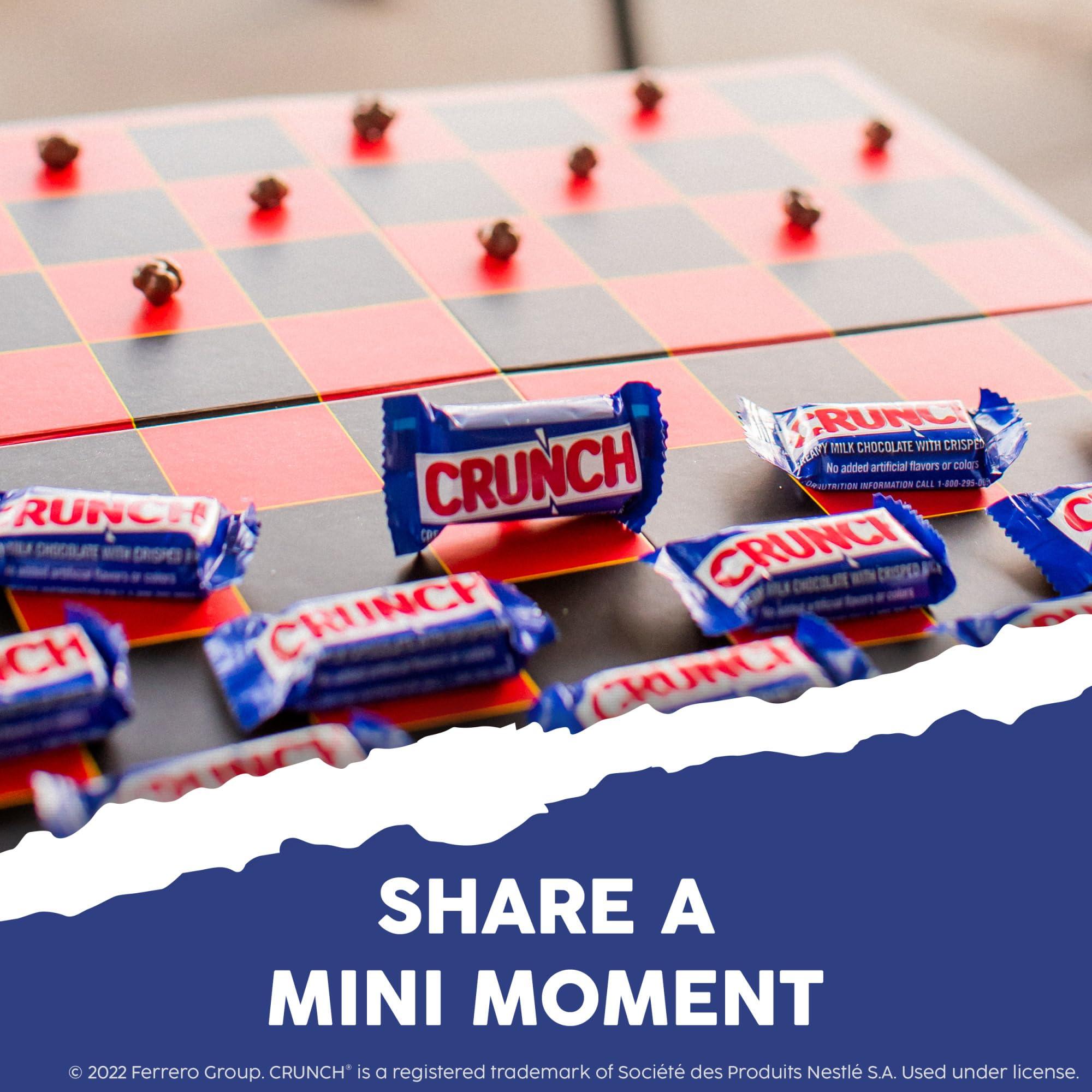 Crunch CRUNCH Minis, Bulk 8 Pack, Milk Chocolate and Crisped Rice, Full Size Holiday Candy Bars, Stocking Stuffers, Individually Wrapped, Resealable Share Size Bag, 9.8 oz