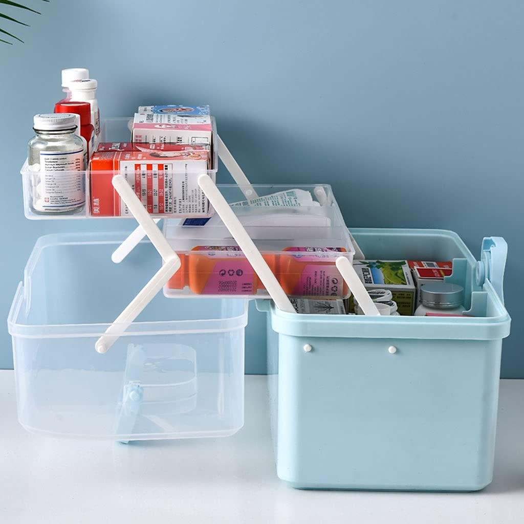 luckxuan First Aid Kit/Medicine Box First Aid Kit Plastic Medicine Box Household Large-capacity Multi-layer Storage Box Portable First-aid Medicine Storage Box Family First Aid Box ( Color : Bigblue Mug , Size
