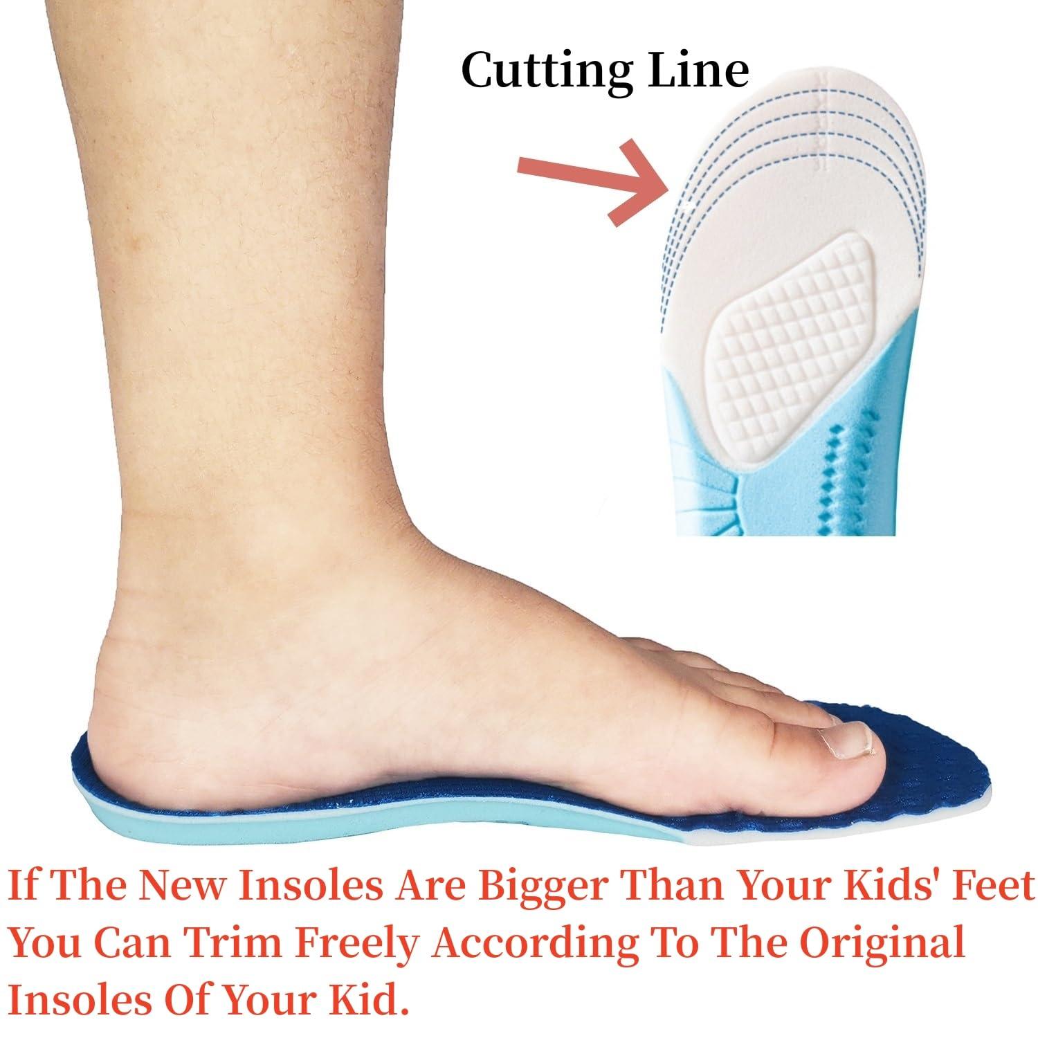 FonsBleaudy Kids Memory Foam Insoles for Arch Support and Comfort Children's Replacement Insoles Inserts (M Little kids13-3)