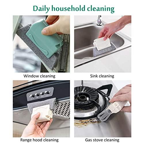 FuXinWorld 3PCS Magic Hand-held Window Cleaning Brush Creative Door Window Groove Cleaning Brushes Kitchen Decontamination Brush Fixed Slide Brush Head,Household Cleaning Tools for All Corners and Gaps