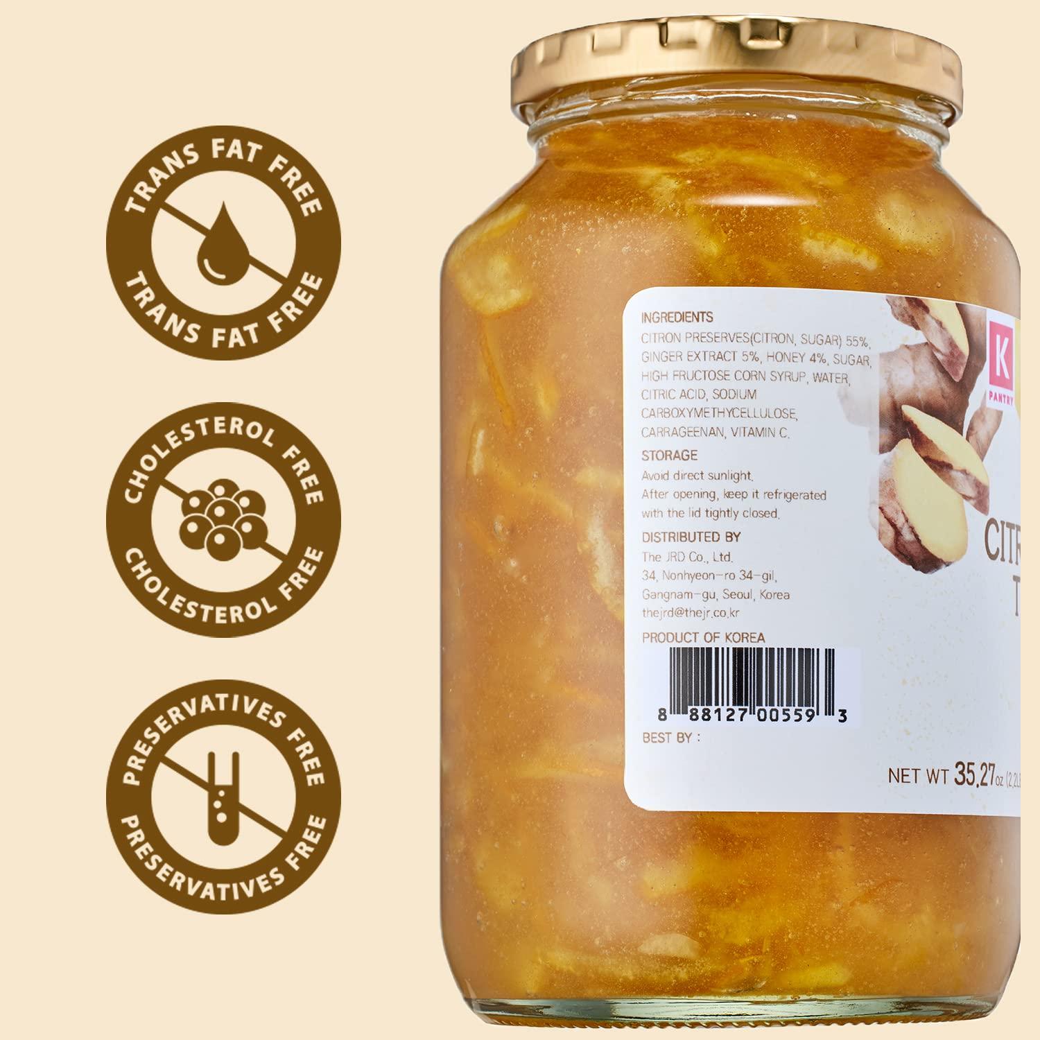 KPANTRY KPANTRY Honey Citron & Ginger Tea - Korean Marmalade with Chemical-free and Fresh Yuzu Citron 35.27 oz 2 Pack - Ginger, and Sundry Honey, Citron Ginger Sauce for Salad, Spread, Jam, Honey Tea, Smoothi