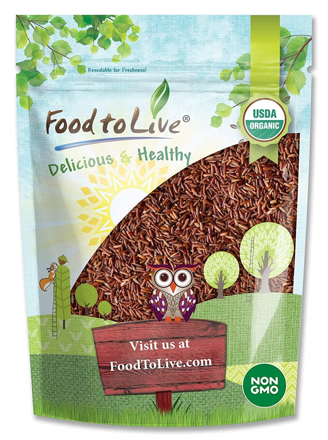 Food to Live Food to Live Organic Red Rice, 5 Pounds  Non-GMO, Whole Long-Grain Variety, Non-Sticky, Vegan, Kosher. Source of Protein. Rich in Antioxidants. Great as Side Dish. Perfect for Pilafs, Stir-Fries.