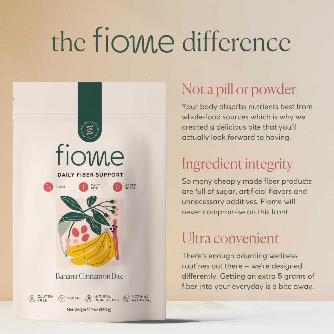 Fiome Fiome Fiber Supplement - 5g Daily Fiber Bite - Supports Regularity, Digestion and Gut Health - All Natural Ingredients, Banana Cinnamon Flavor, 30 Servings