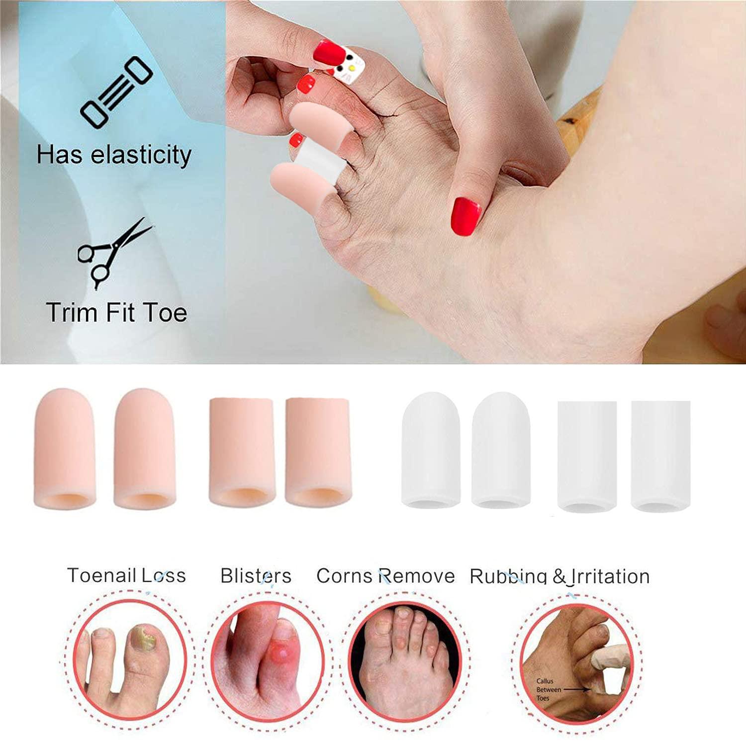 Reppkyh 24 Pack Gel Pinky Toe Protectors, Silicone Small Toe Caps, Gel Little Toe Sleeves For Corns, Little Toe Tubes, 2 Different Sytle Reduct Friction from Shoes Blisters, Calluses, Hammer Toes
