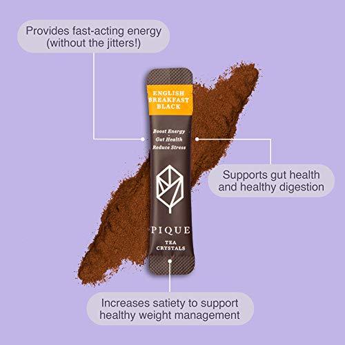 PIQUE Pique Organic English Breakfast Tea Crystals - Caffeinated Black Tea for Energy, Prebiotic Polyphenols Support Healthy Digestion, Immunity - 14 Single Serve Sticks (Pack of 1)