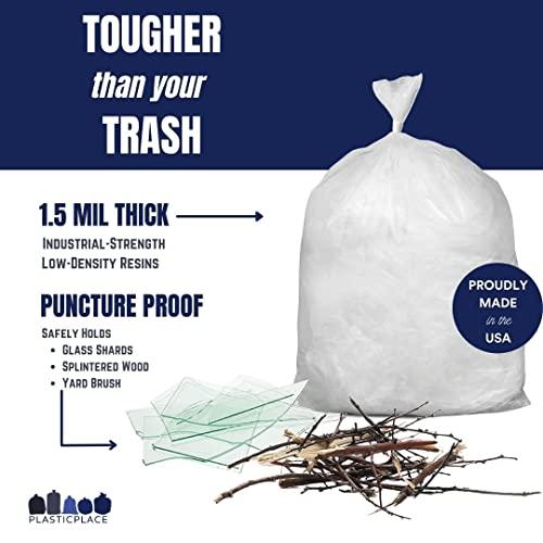 Plasticplace Plasticplace Trash Bags: Heavy-Duty 55-60 Gallon Can Liners (38\"x58\", 1.5 Mil) in Clear - Multiuse Garbage Bags, 50 Count Garbage Bags