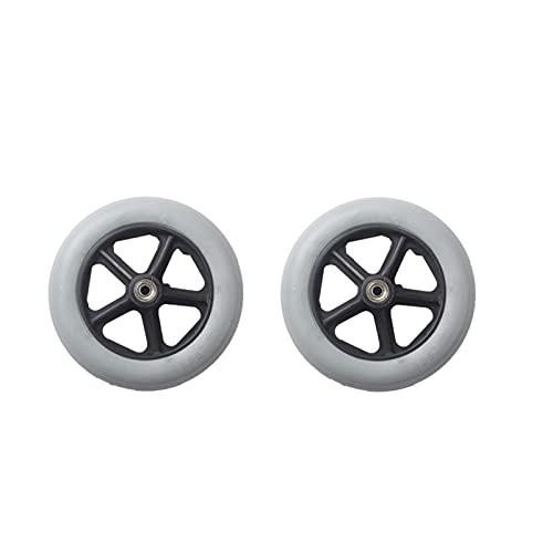Wheelchair wheels Wheelchair wheels Non-Slip Rubber Casters PU Tires Gray and Black, A Pair of 15cm, 17cm, 19cm in Diameter, Black and Gray, Wear-Resistant and Non-Slip (Color : Gray, Size : 17cm)