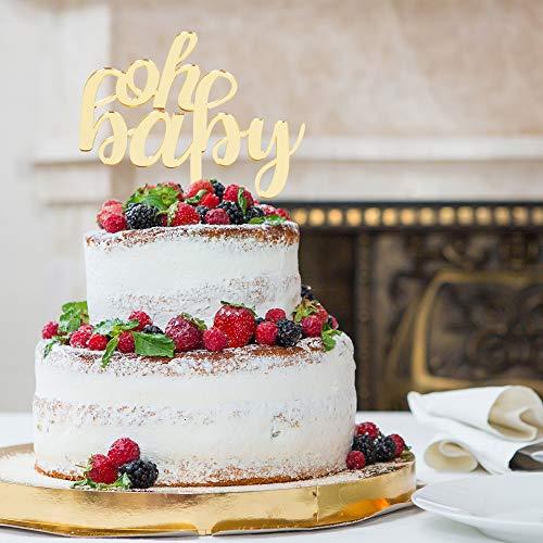 waway AERZETIX Oh Baby Cake Topper Gold Glitter 1st Baby Shower Newborn First Birthday Party Decoration