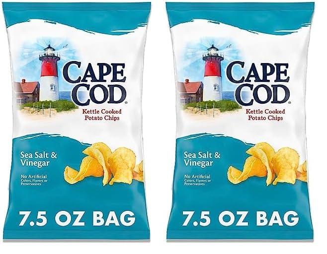 Cape Cod Cape Cod Potato Chips, Sea Salt and Vinegar Kettle Chips, 7.5 Oz (Pack of 2)